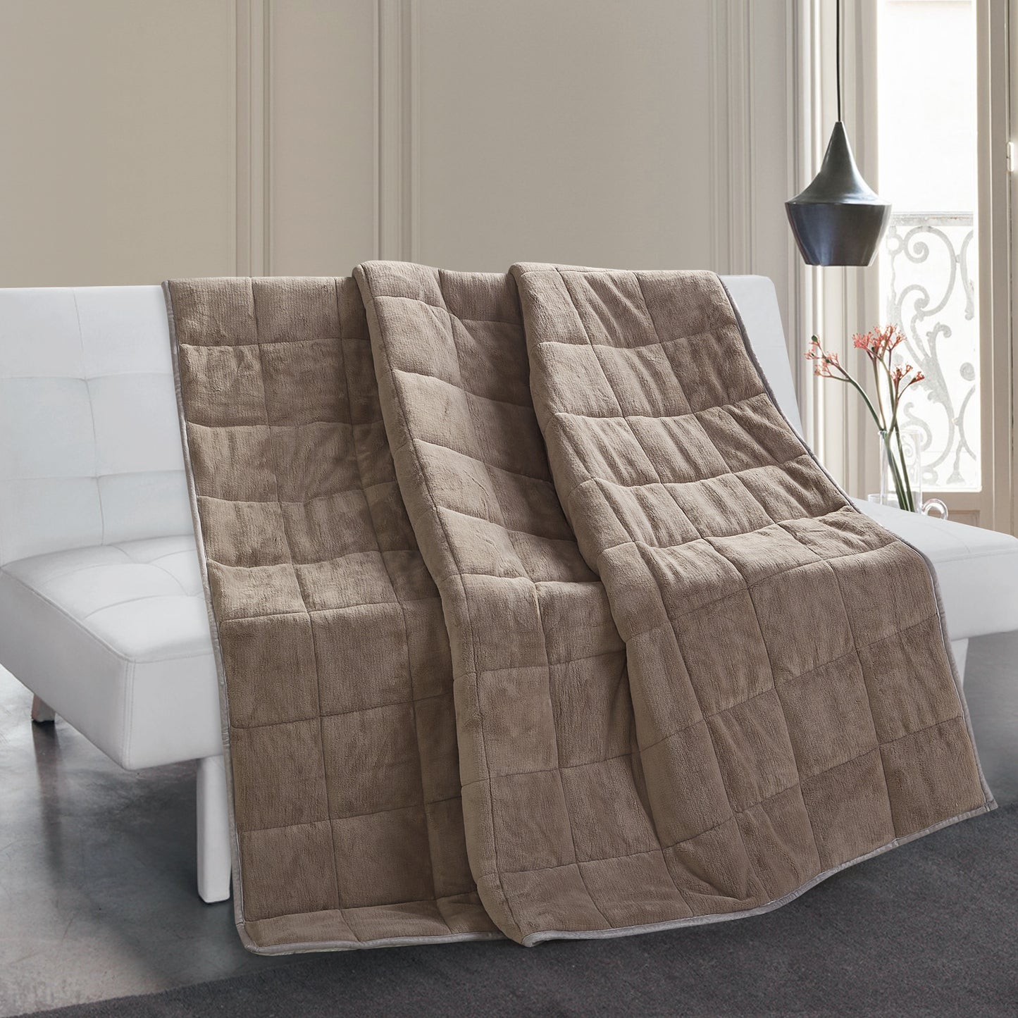 Weighted Blanket with Premium Glass Beads 10lbs - Taupe