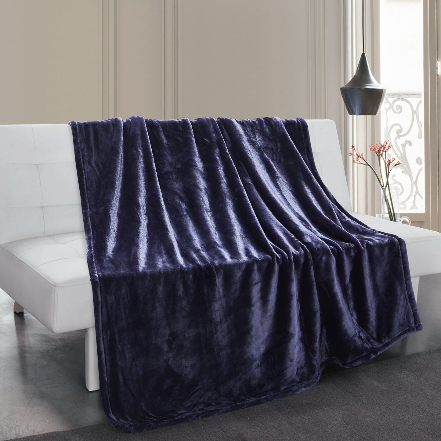 500 Series Heavy Solid Velvet Oversized Throw - Midnight