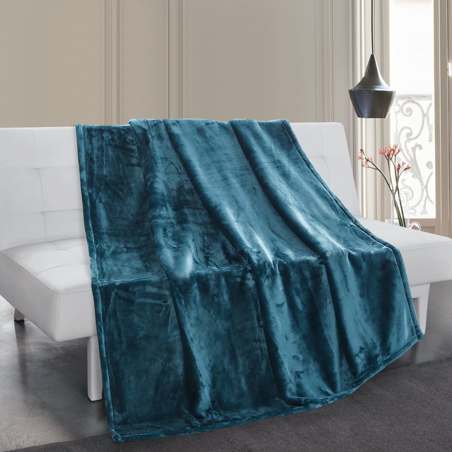 500 Series Heavy Solid Velvet Oversized Throw - Teal