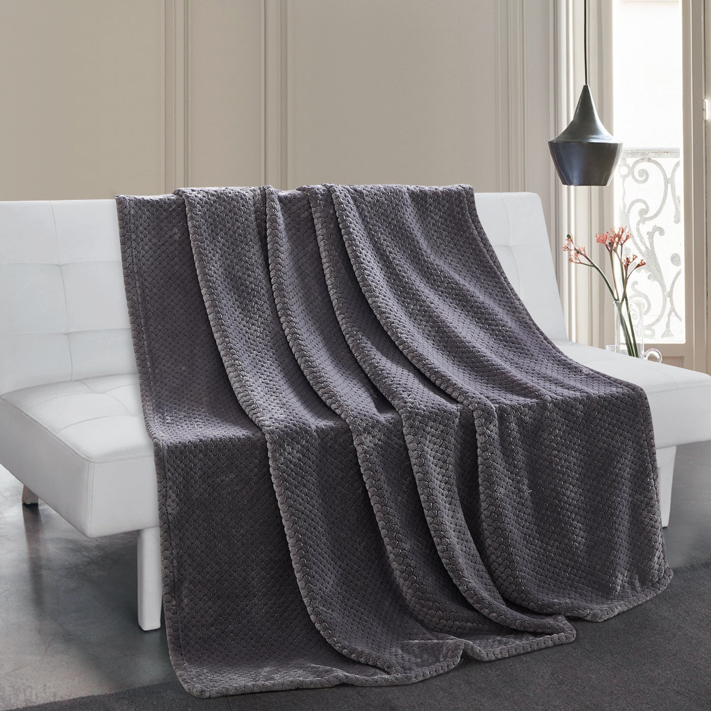 500 Series Classic Textured Oversized Throw - Gray