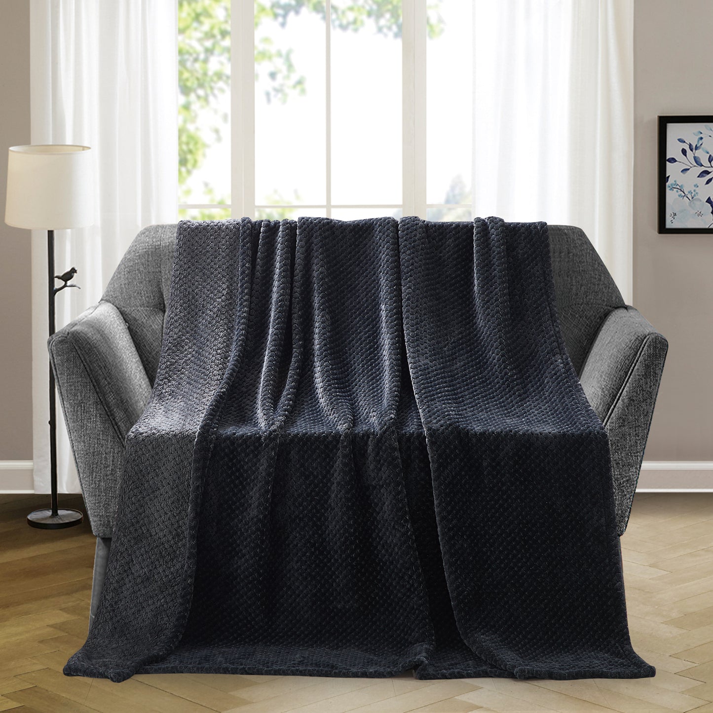 500 Series Classic Textured Oversized Throw - Midnight