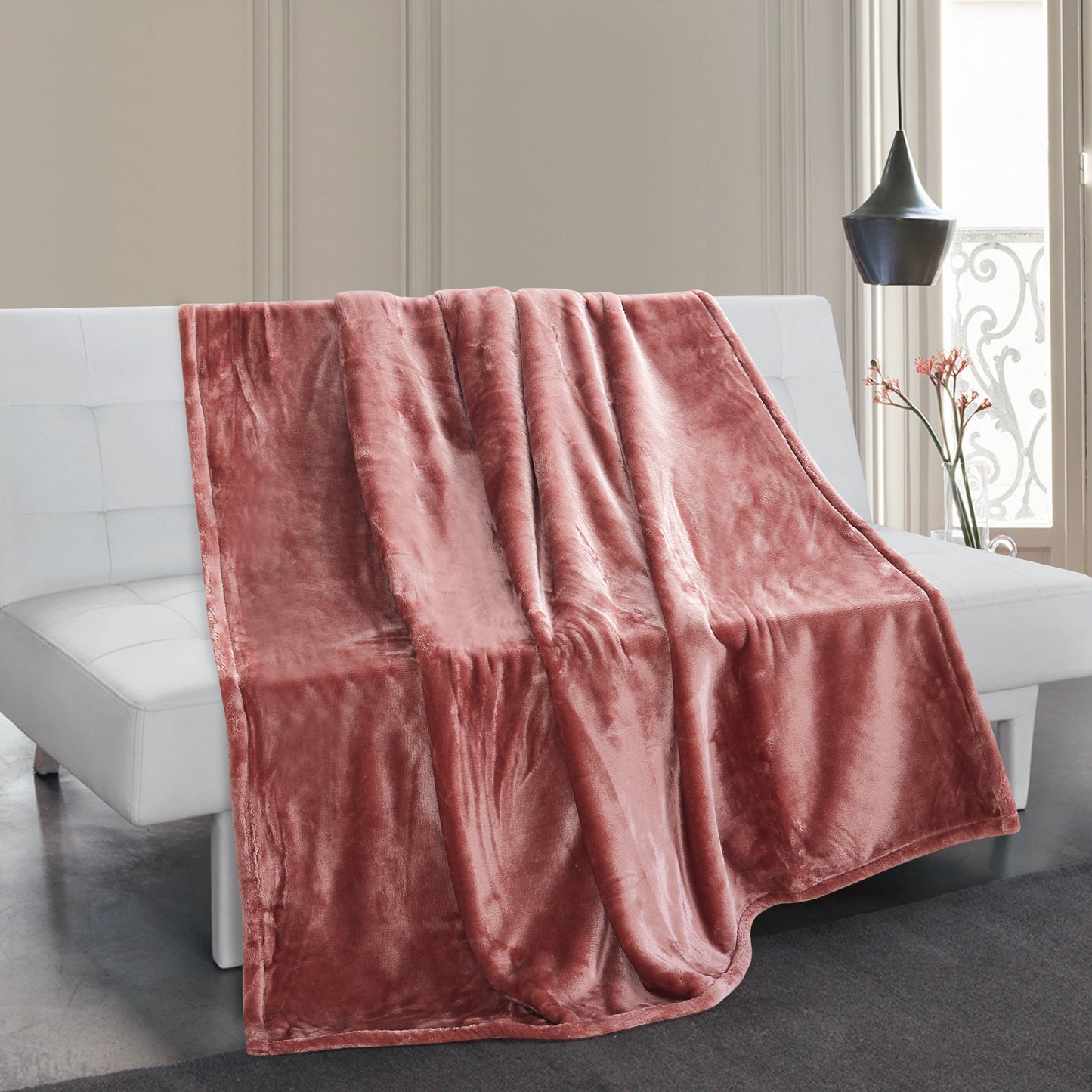500 Series Heavy Solid Velvet Oversized Throw - Terracotta