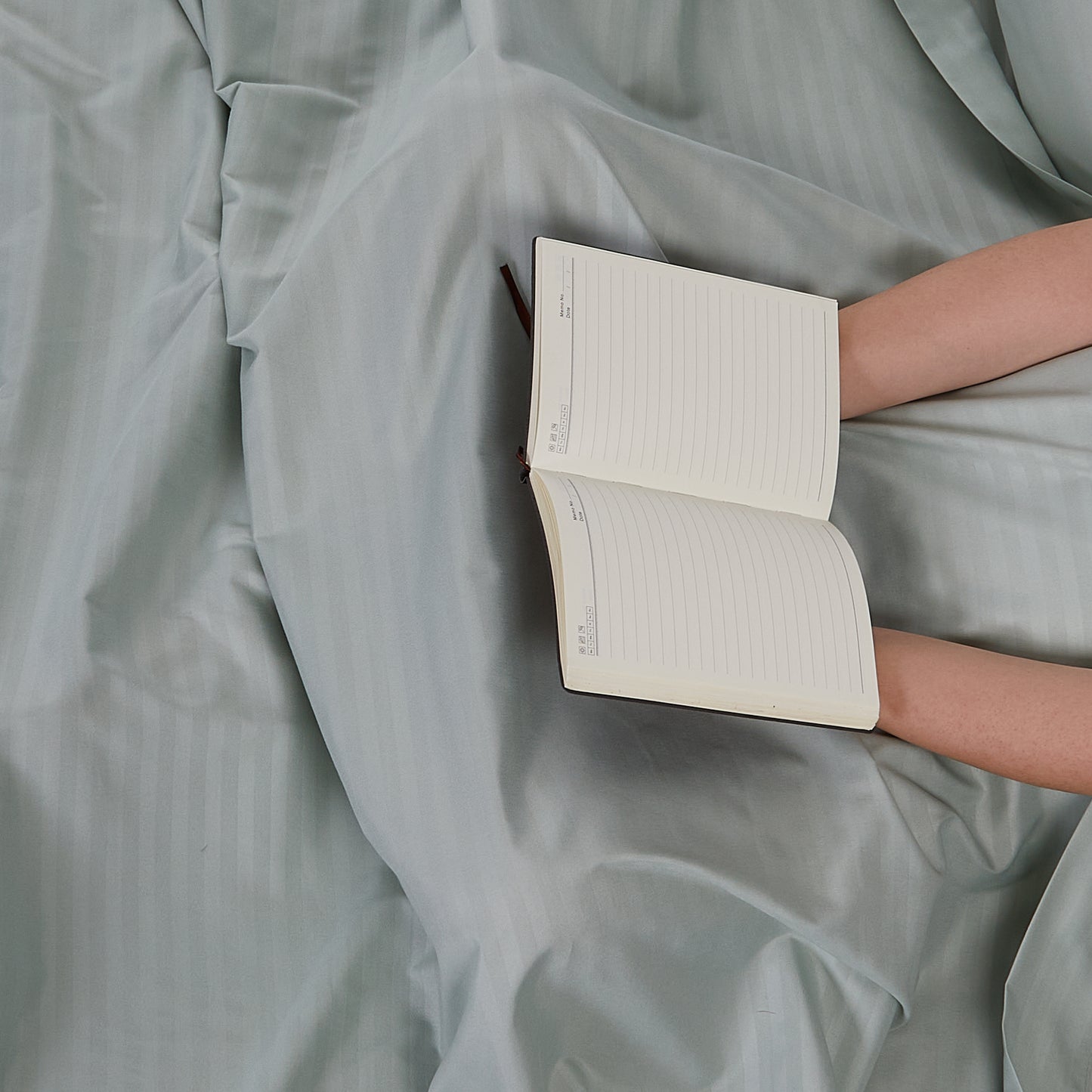 4-Piece Dobby Stripe Border Sheet Set - Pumice Stone