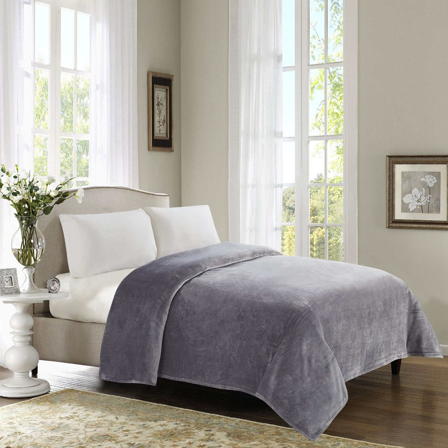 400 Series Solid Plush Blanket - Heather
