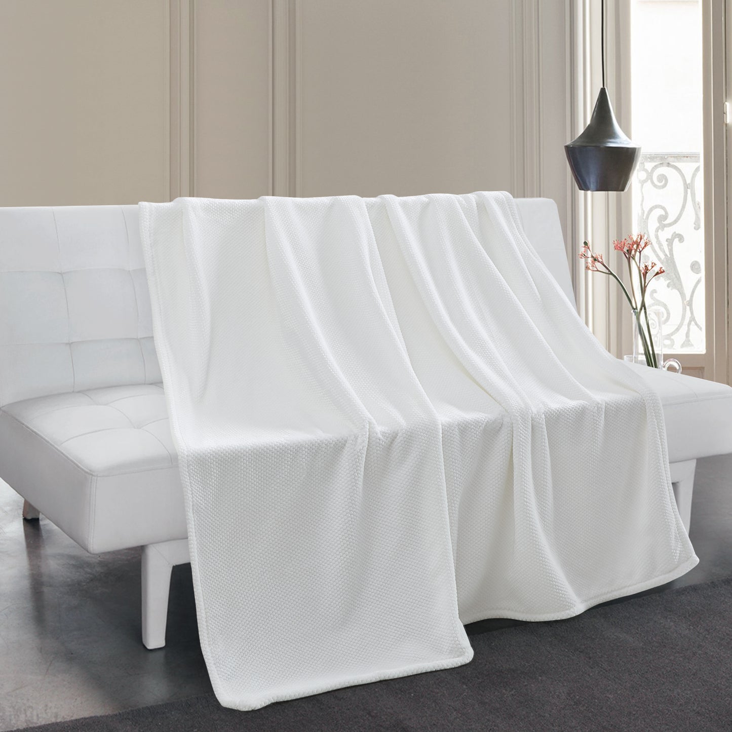 500 Series Micro Textured Oversized Throw - White