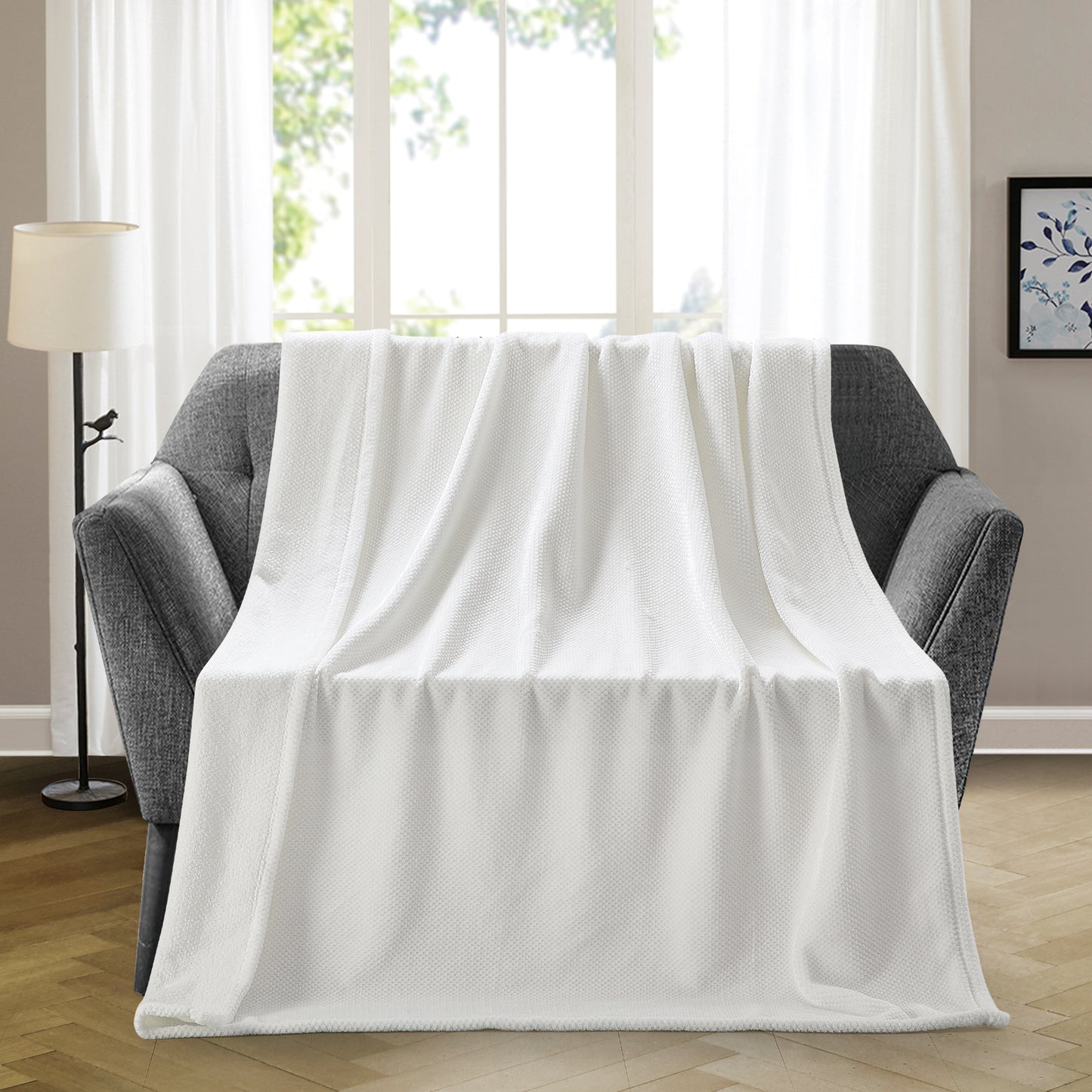 500 Series Micro Textured Oversized Throw - White