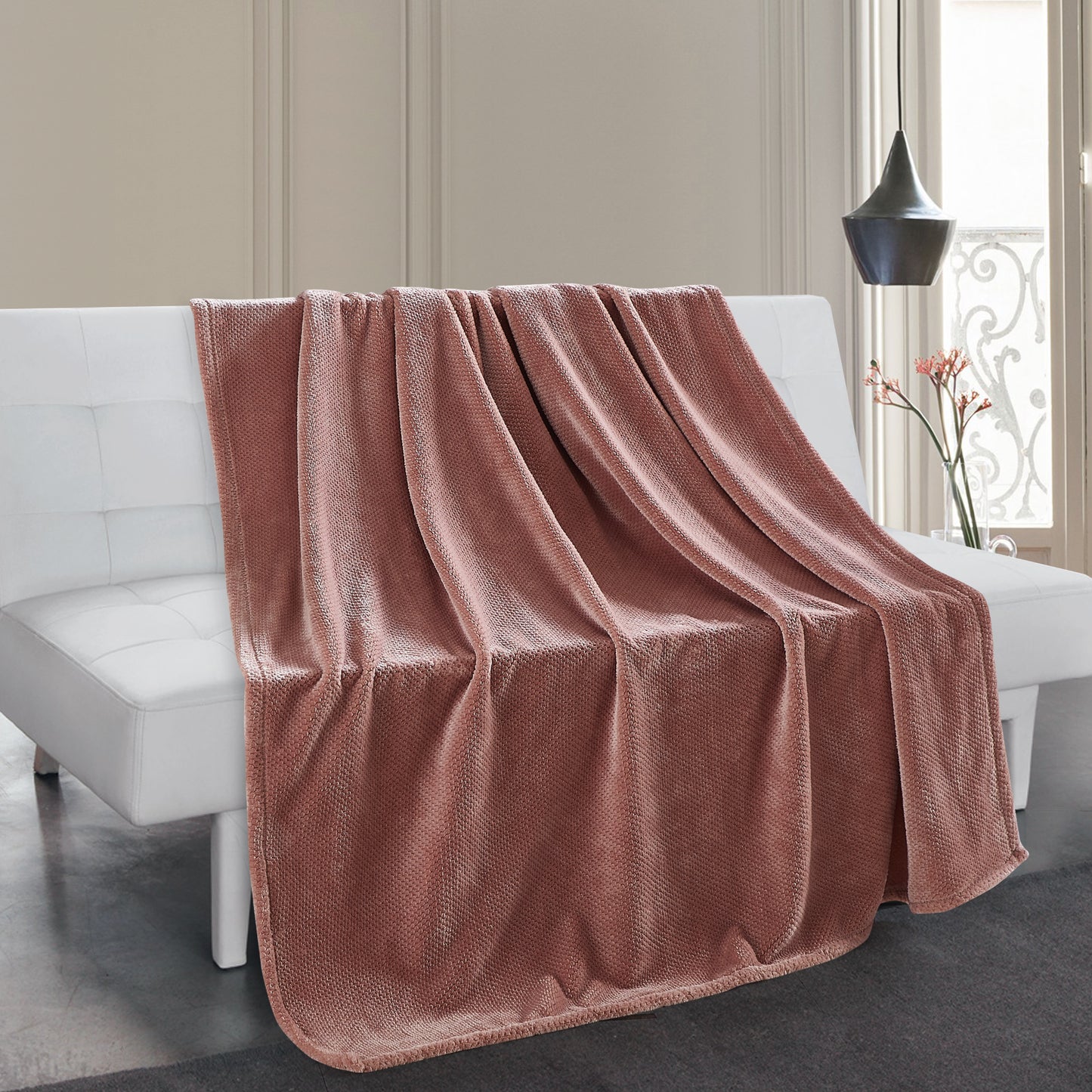500 Series Micro Textured Oversized Throw - Blush