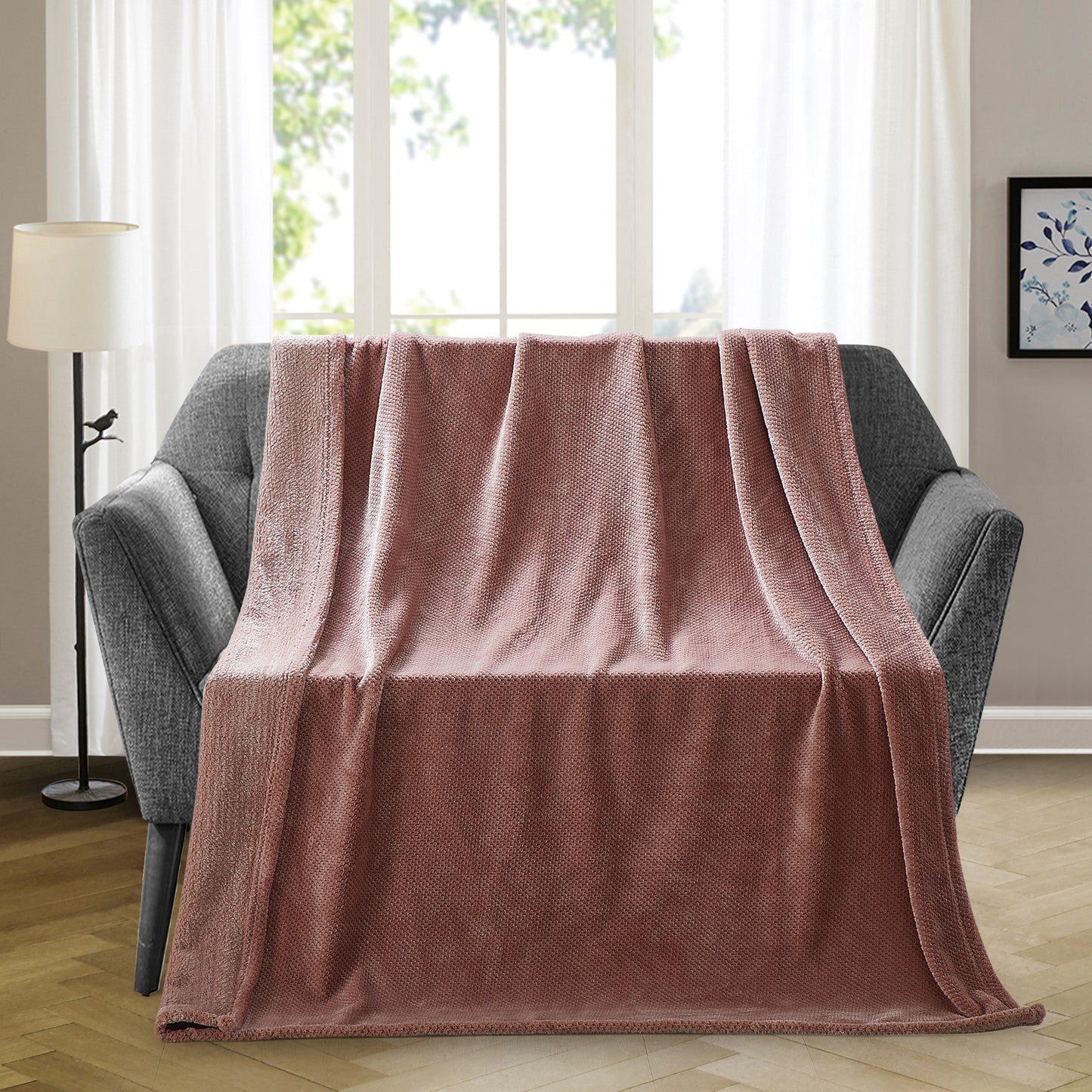 500 Series Micro Textured Oversized Throw - Blush