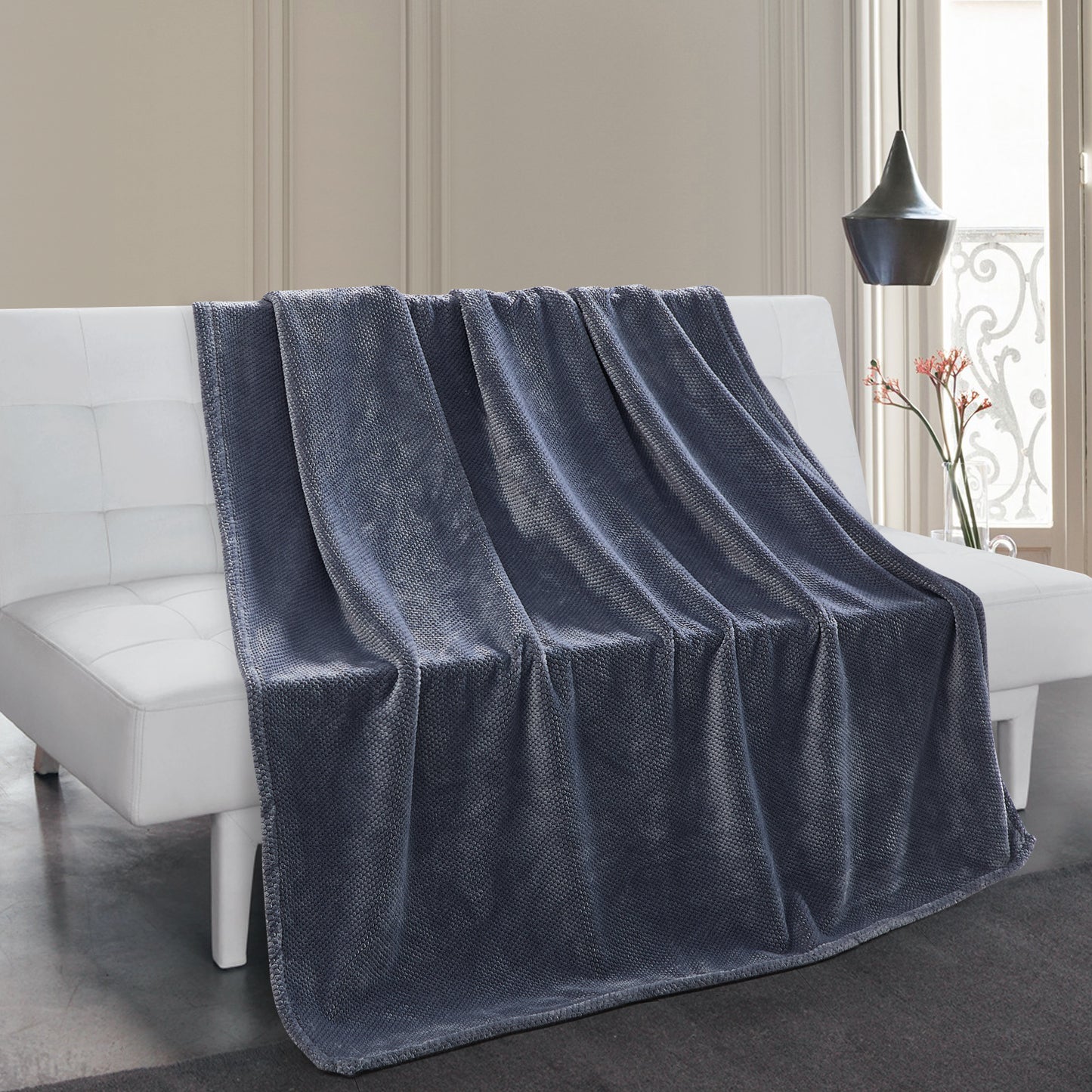 500 Series Micro Textured Oversized Throw - Slate