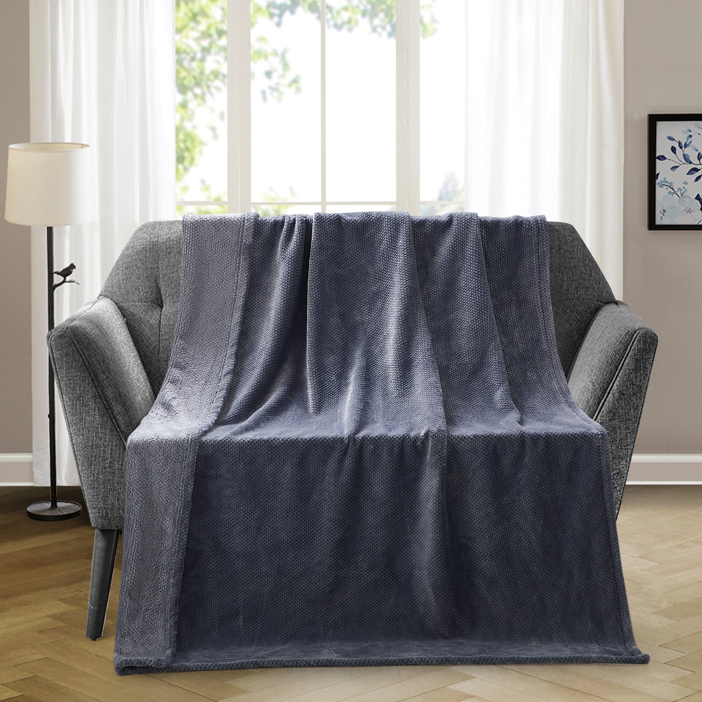 500 Series Micro Textured Oversized Throw - Slate