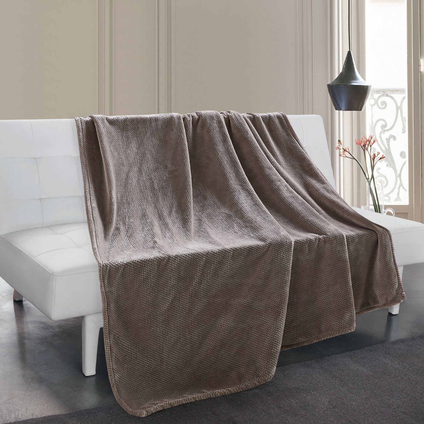 500 Series Micro Textured Oversized Throw - Stone