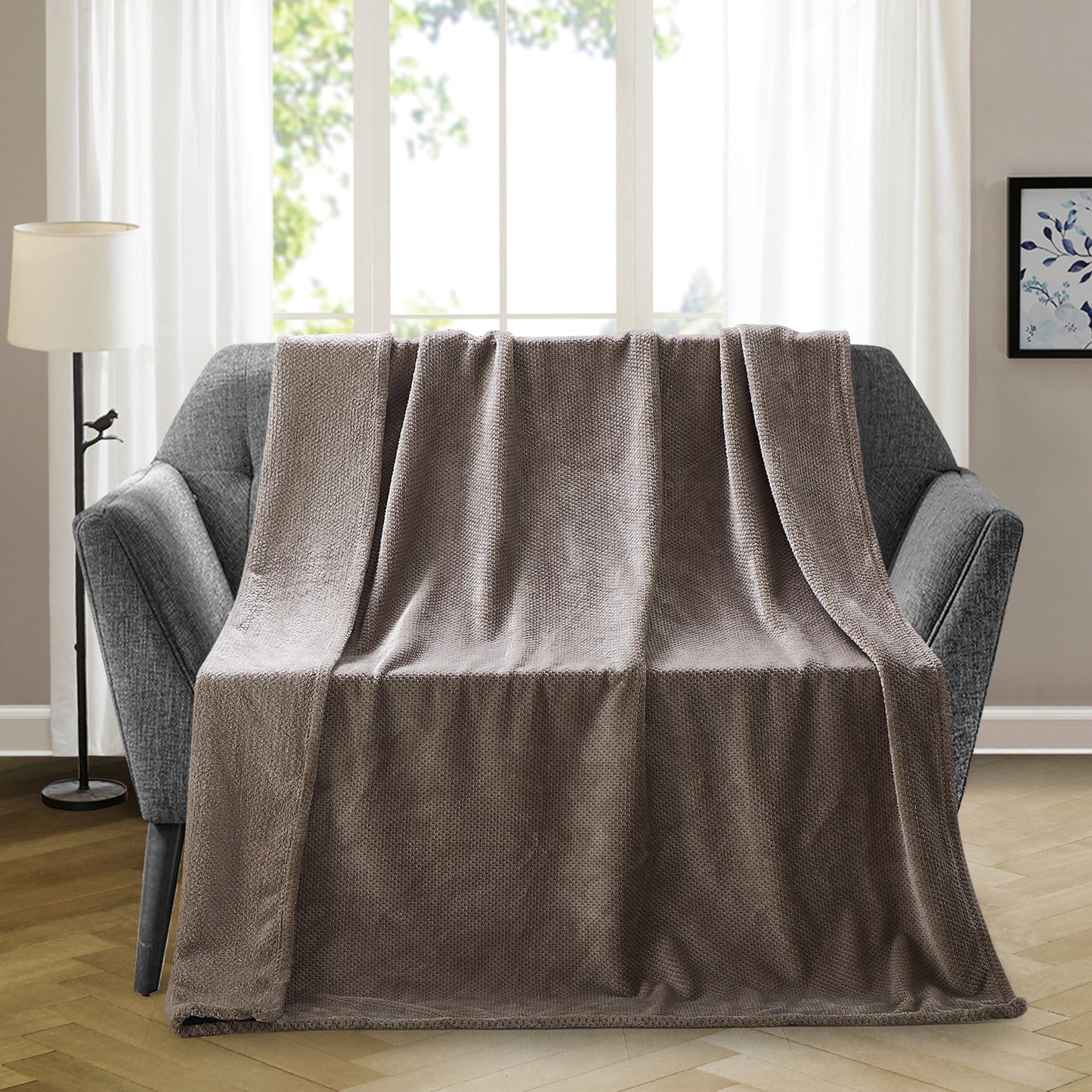 500 Series Micro Textured Oversized Throw - Stone