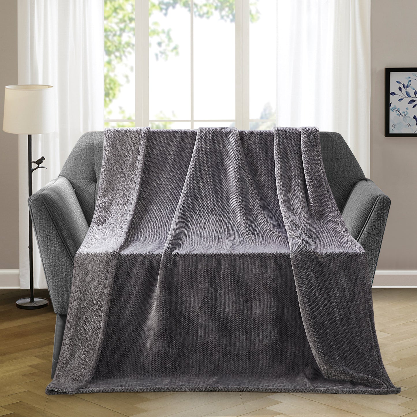 500 Series Micro Textured Oversized Throw - Gray