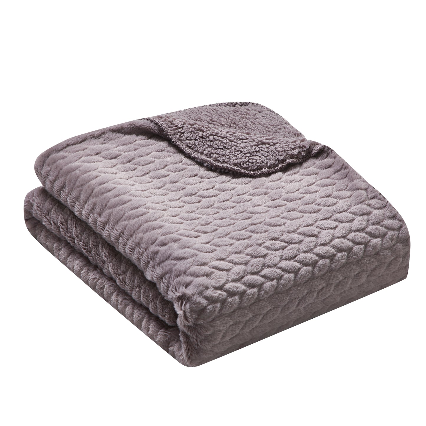 Etched Faux Fur Berber Throw - Mauve