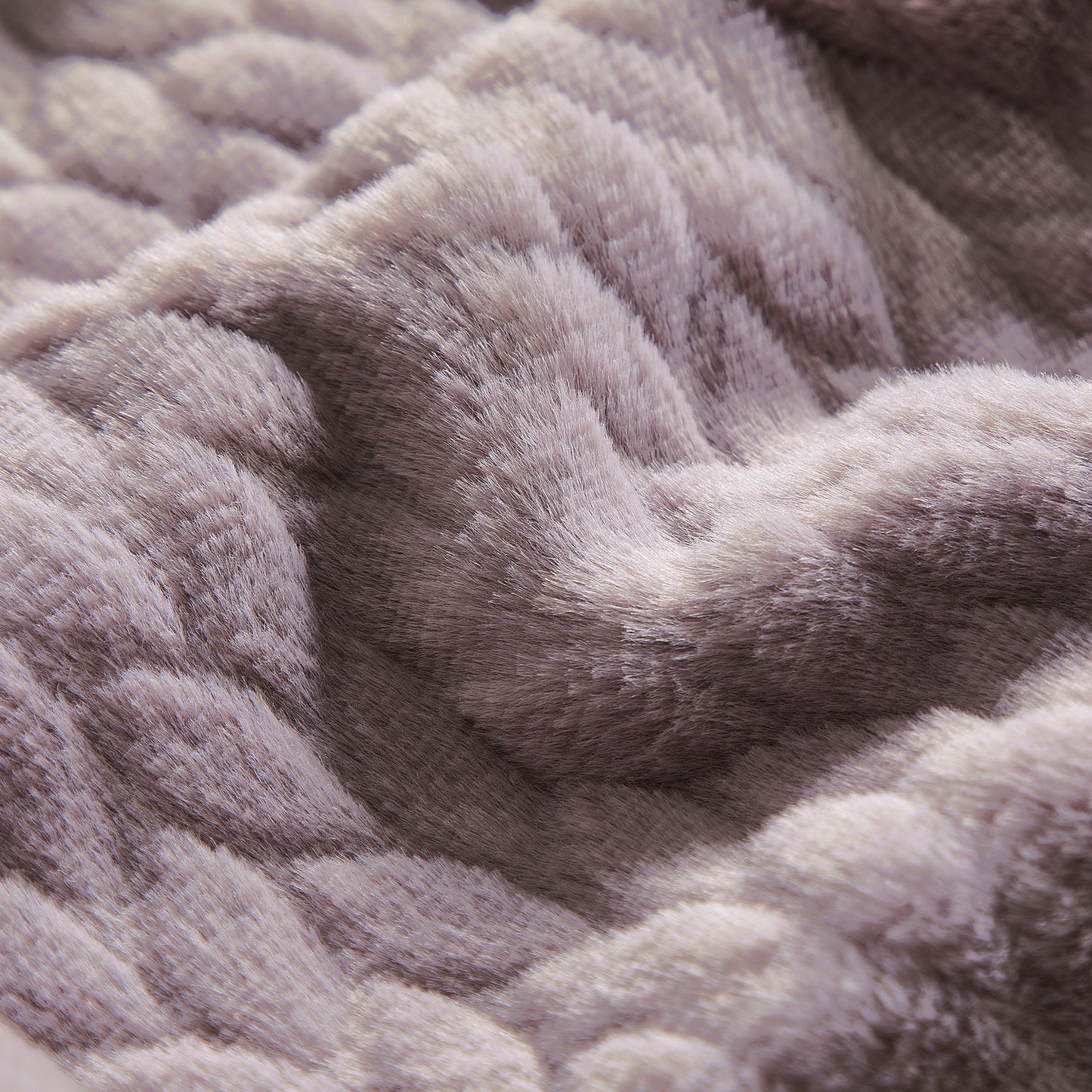 Etched Faux Fur Berber Throw - Mauve