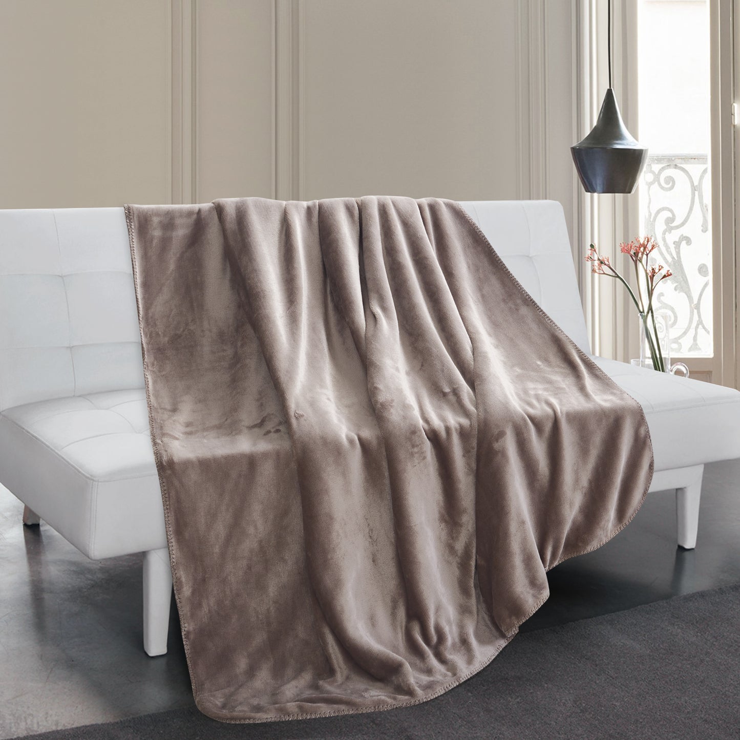 Solid Berber Velvet Oversized Throw - Taupe
