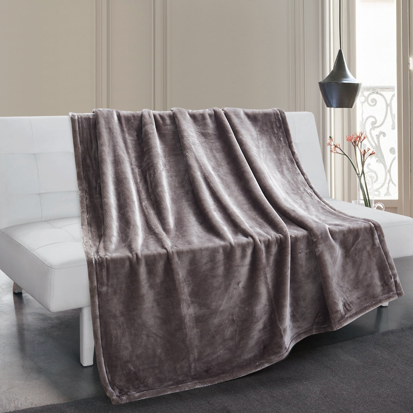 500 Series Heavy Solid Velvet Oversized Throw - Gray