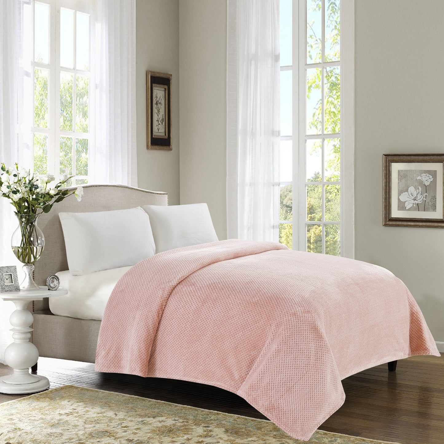 350 Series Classic Textured Blanket - Blush