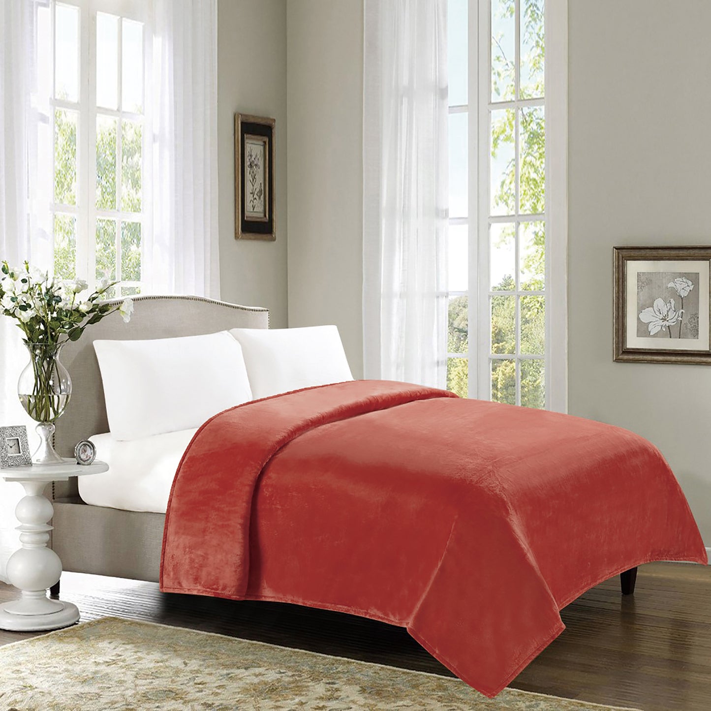 400 Series Solid Plush Blanket - Burnt Russet
