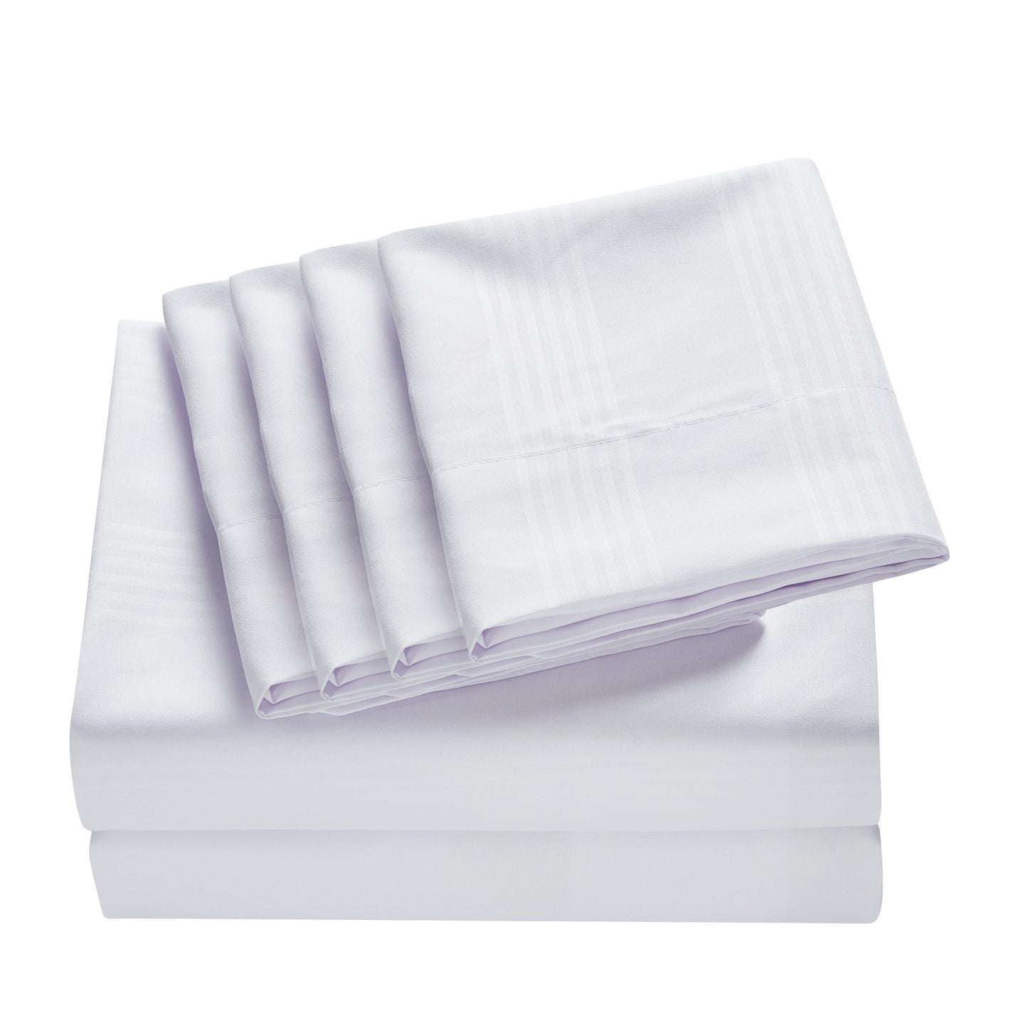 4-Piece Classic Stripe Border Sheet Set - White