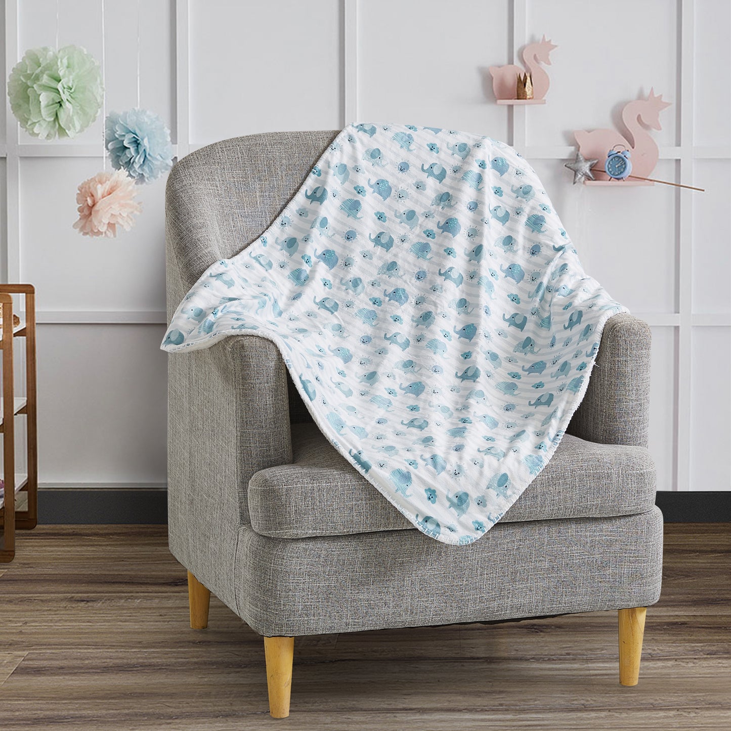 Mon Lapin by Thesis Print Mink Baby Blanket - Elephant