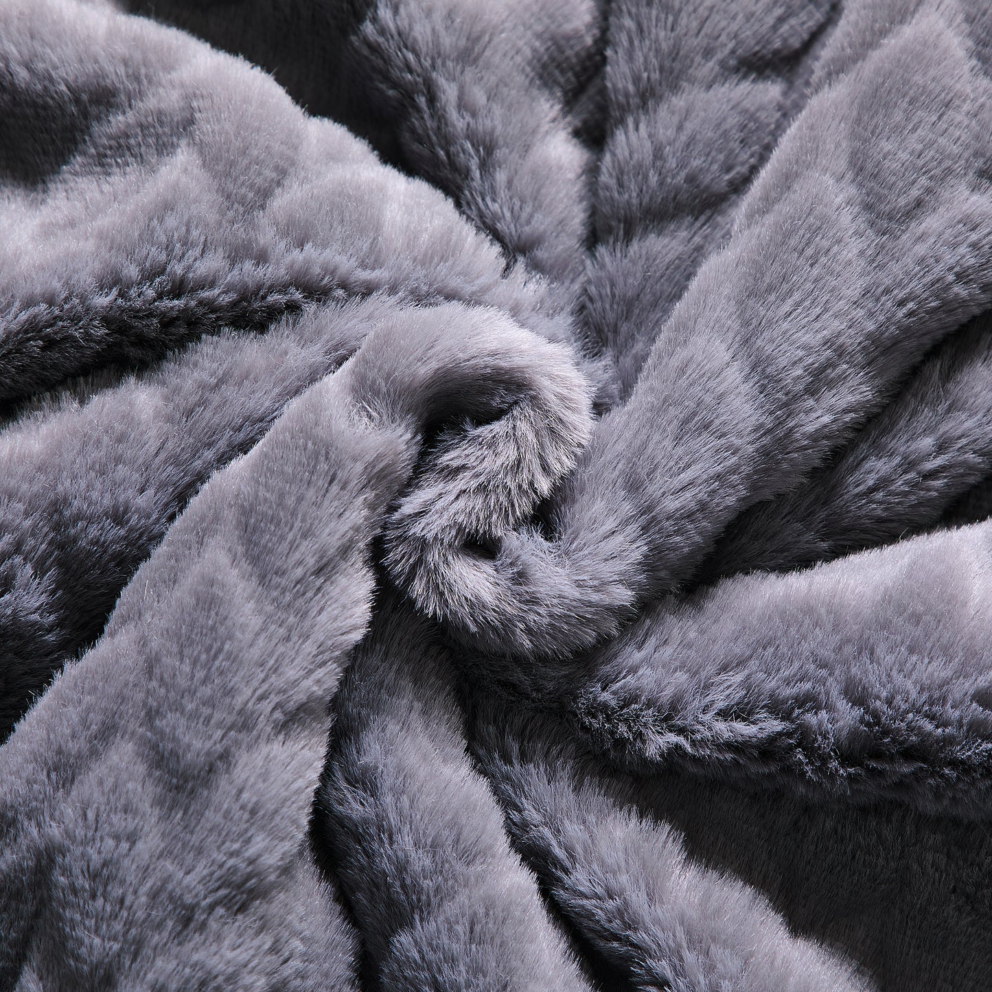 Etched Faux Fur Berber Throw - Gray