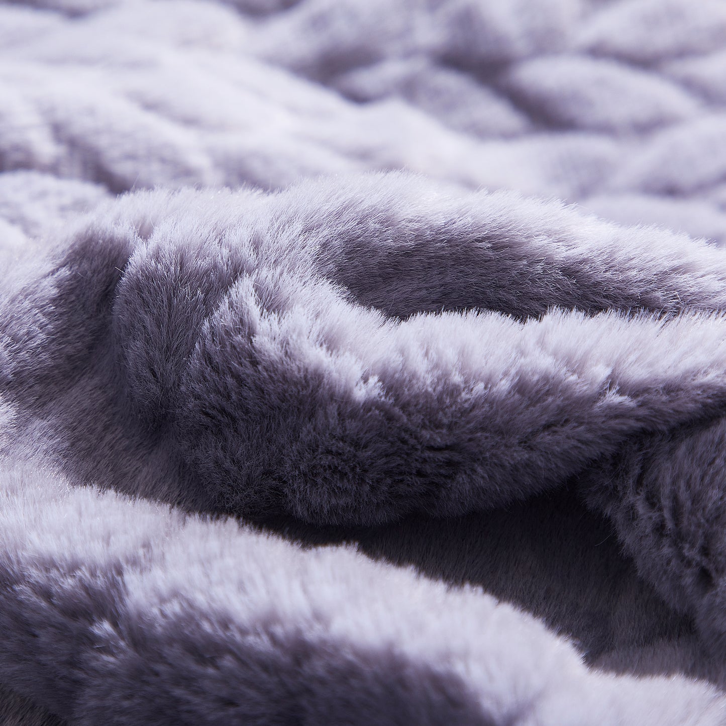 Etched Faux Fur Berber Throw - Gray