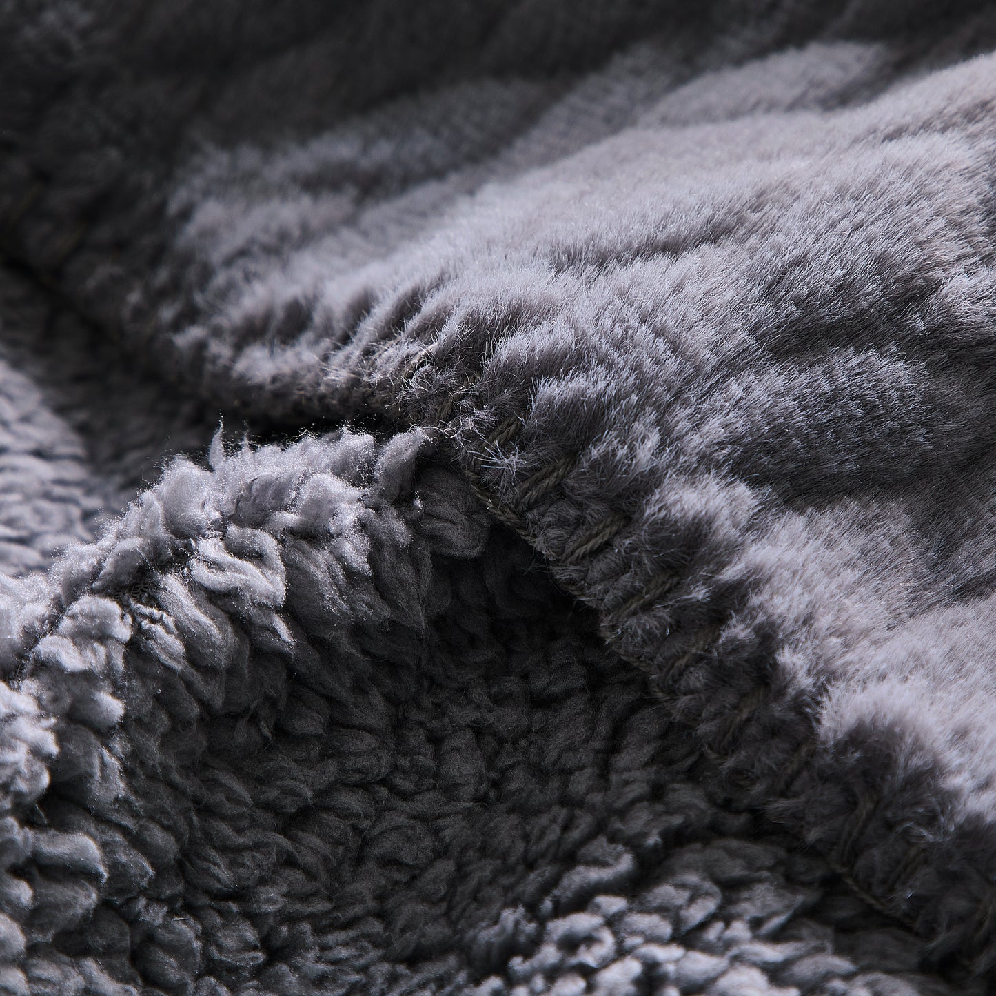 Etched Faux Fur Berber Throw - Gray