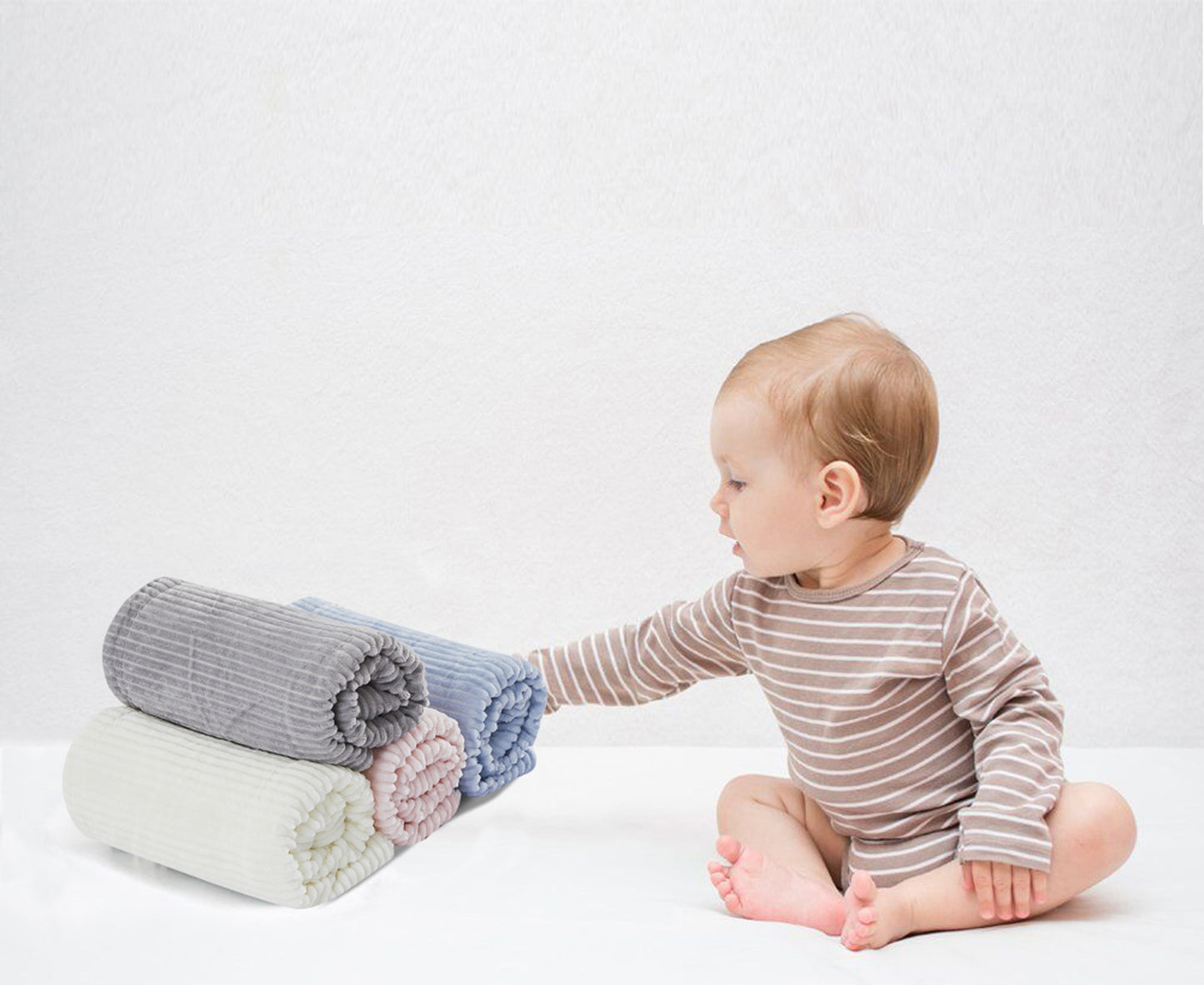 Mon Lapin by Thesis Textured Corduroy Embossed Baby Blanket - Ivory