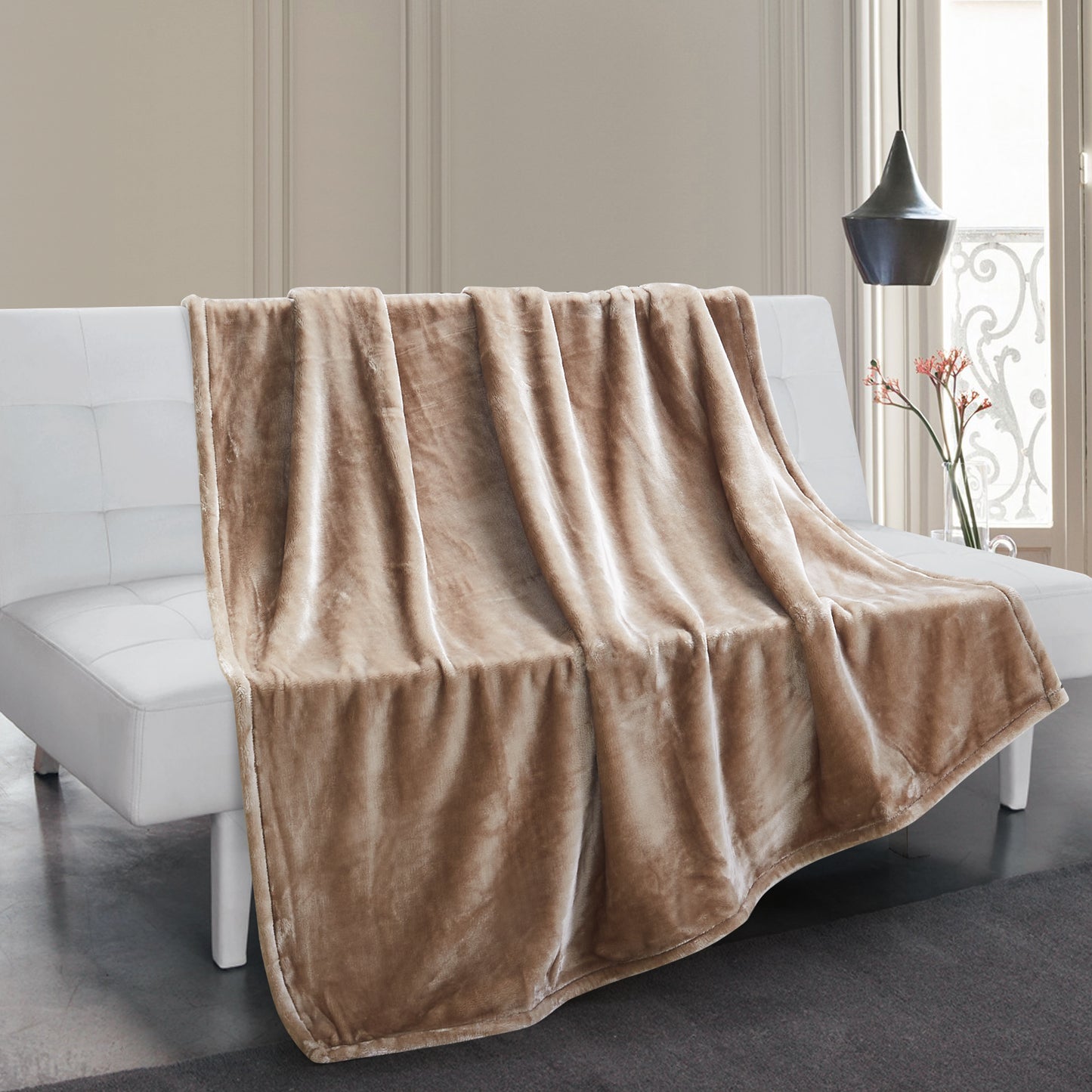 500 Series Heavy Solid Velvet Oversized Throw - Stone