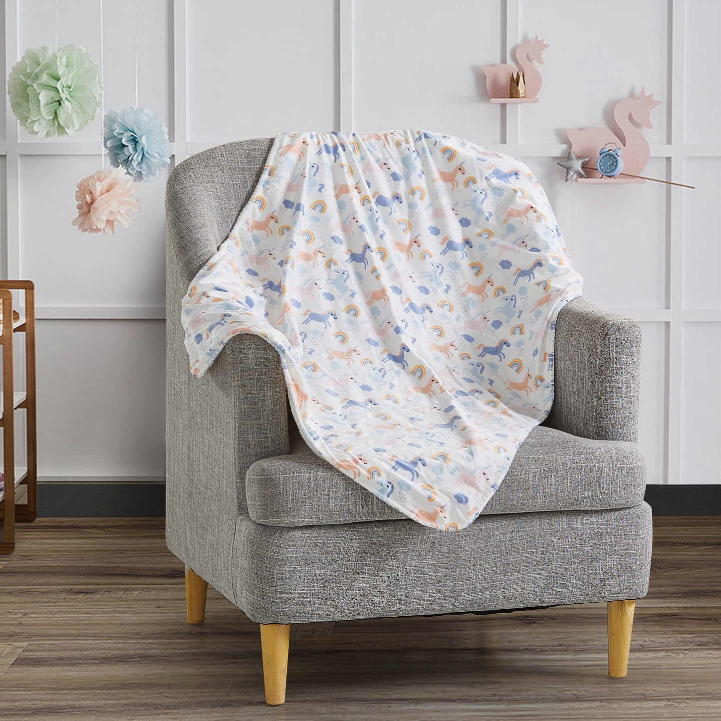 Mon Lapin by Thesis Print Mink Baby Blanket - Unicorn