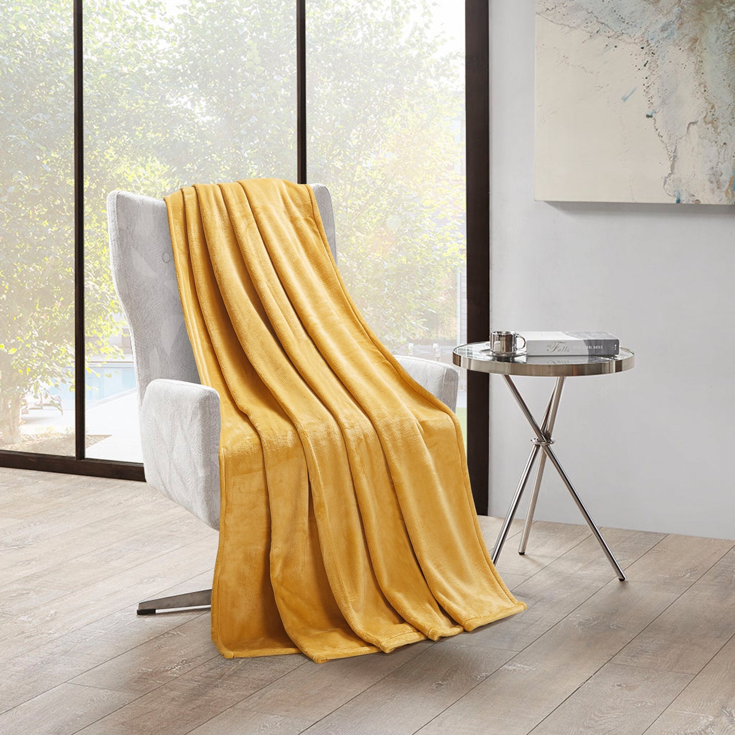 400 Series Solid Plush Blanket - Mustard