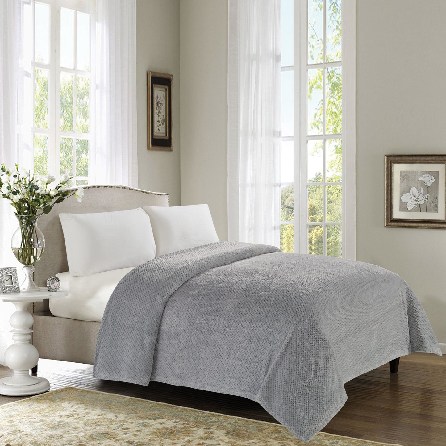 350 Series Classic Textured Blanket - Silver