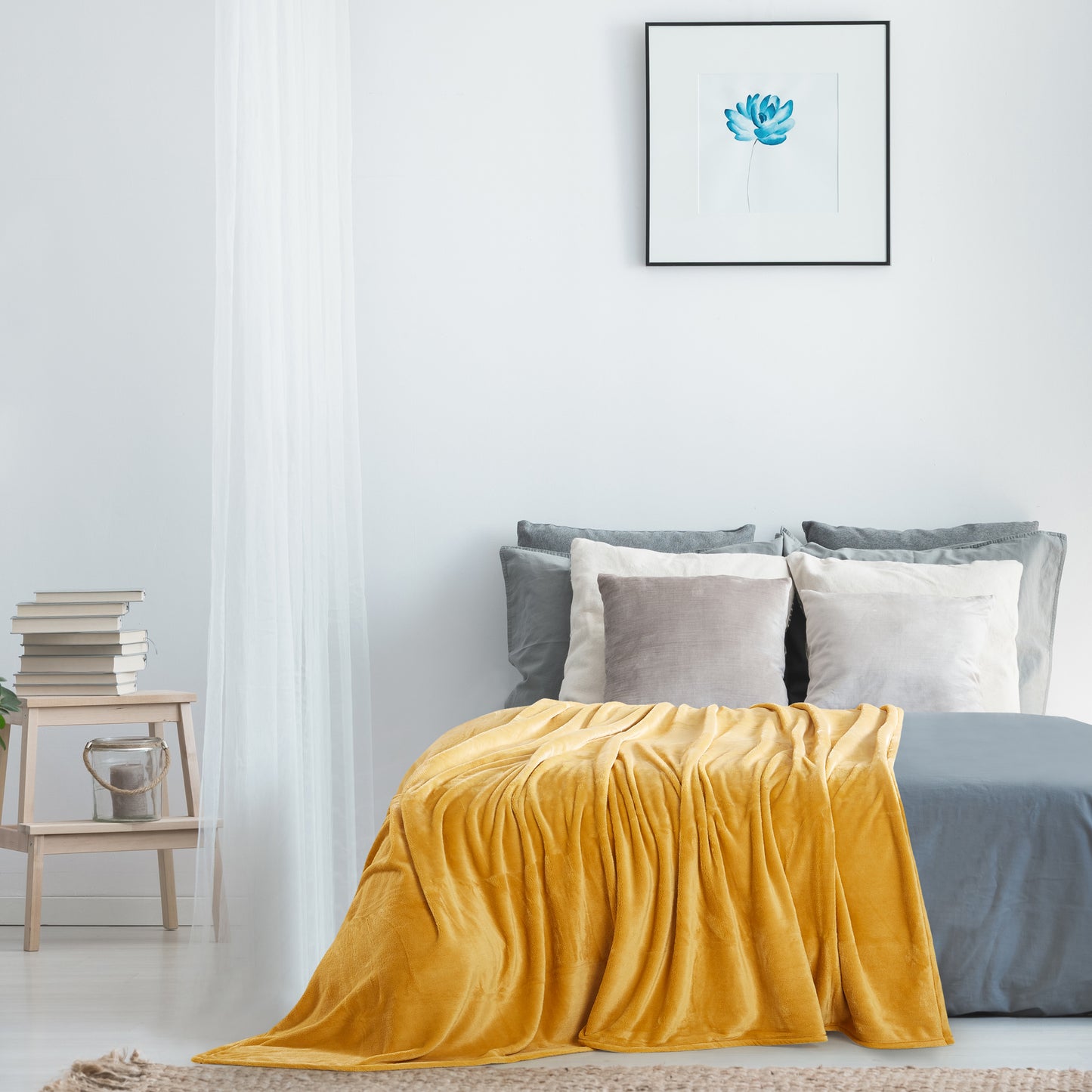 400 Series Solid Plush Blanket - Mustard