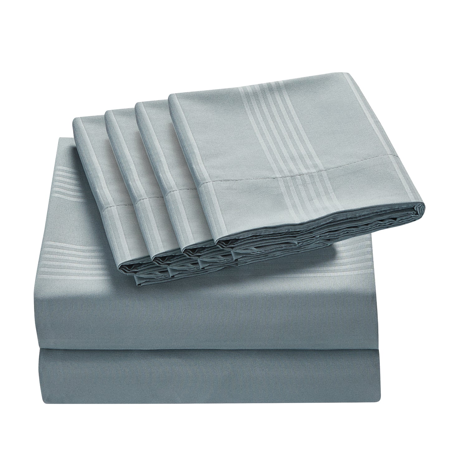 4-Piece Classic Stripe Border Sheet Set - Mineral