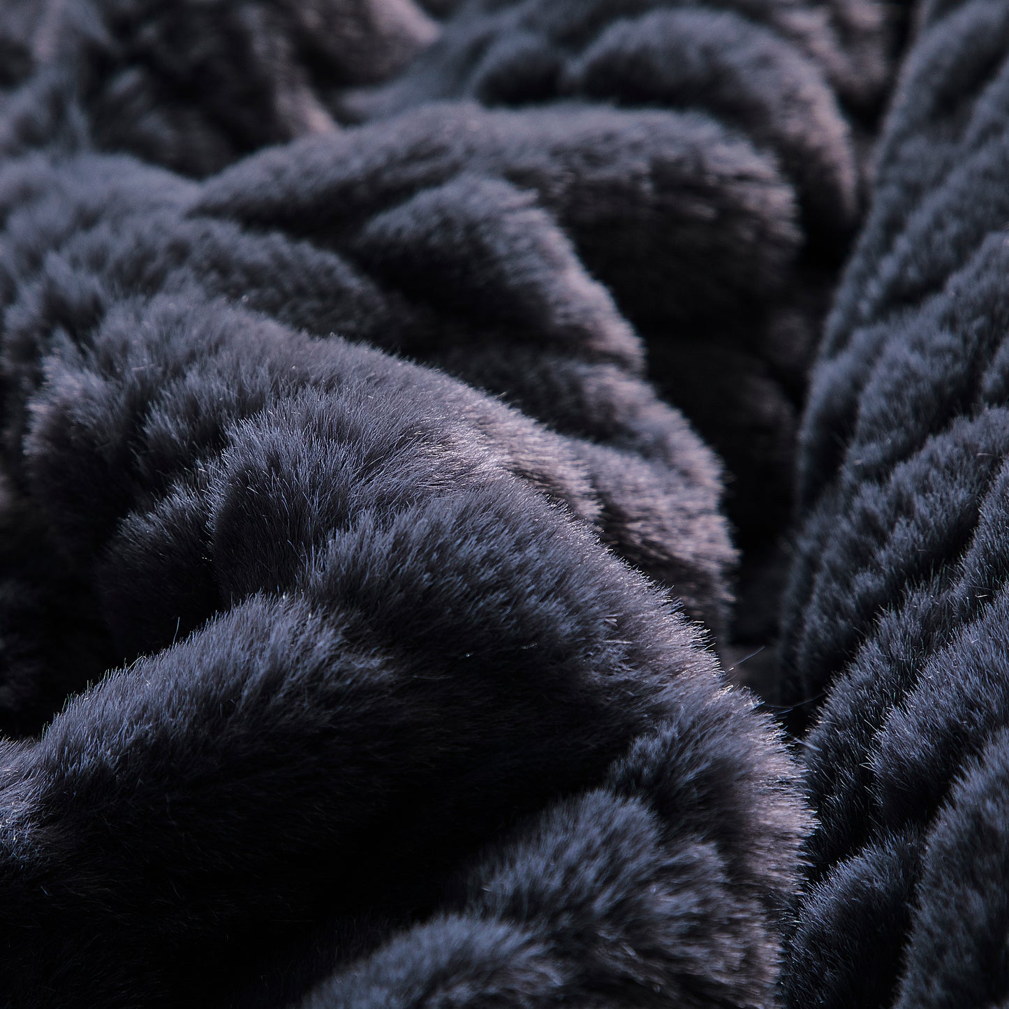 Etched Faux Fur Berber Throw - Midnight