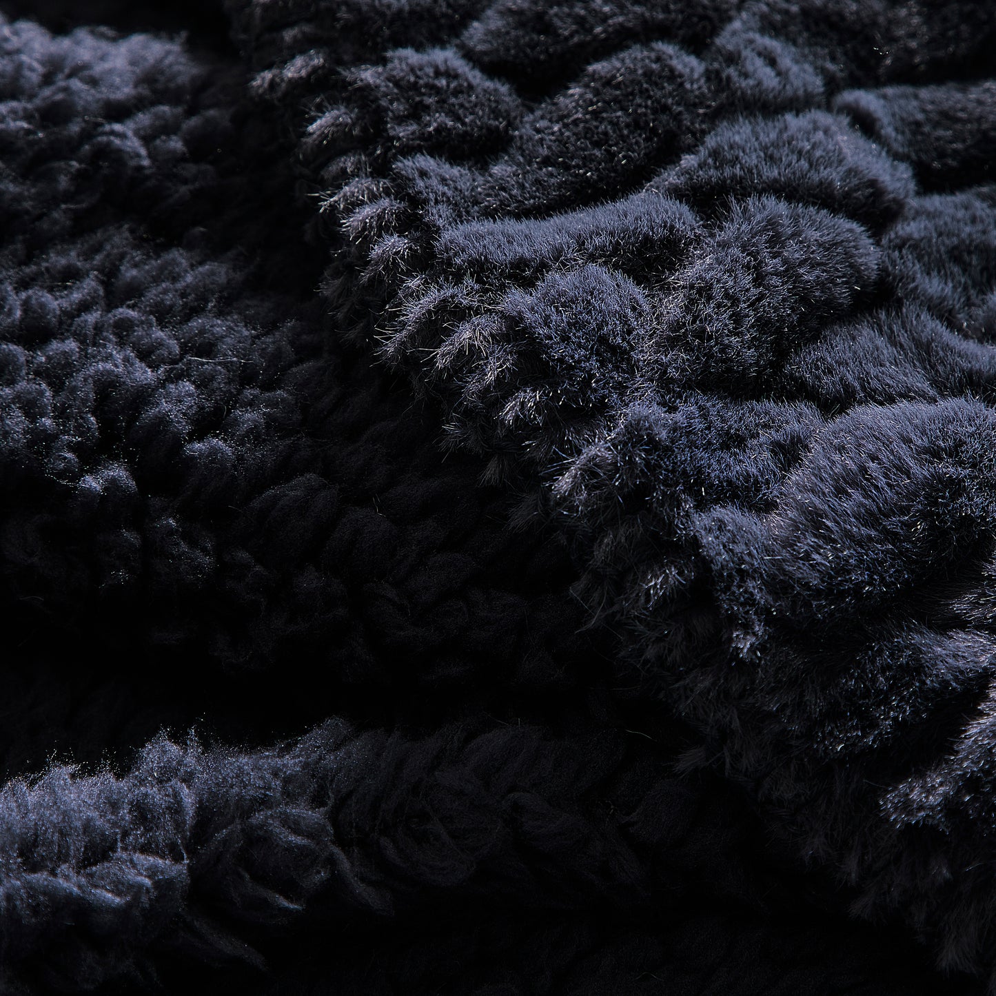 Etched Faux Fur Berber Throw - Midnight
