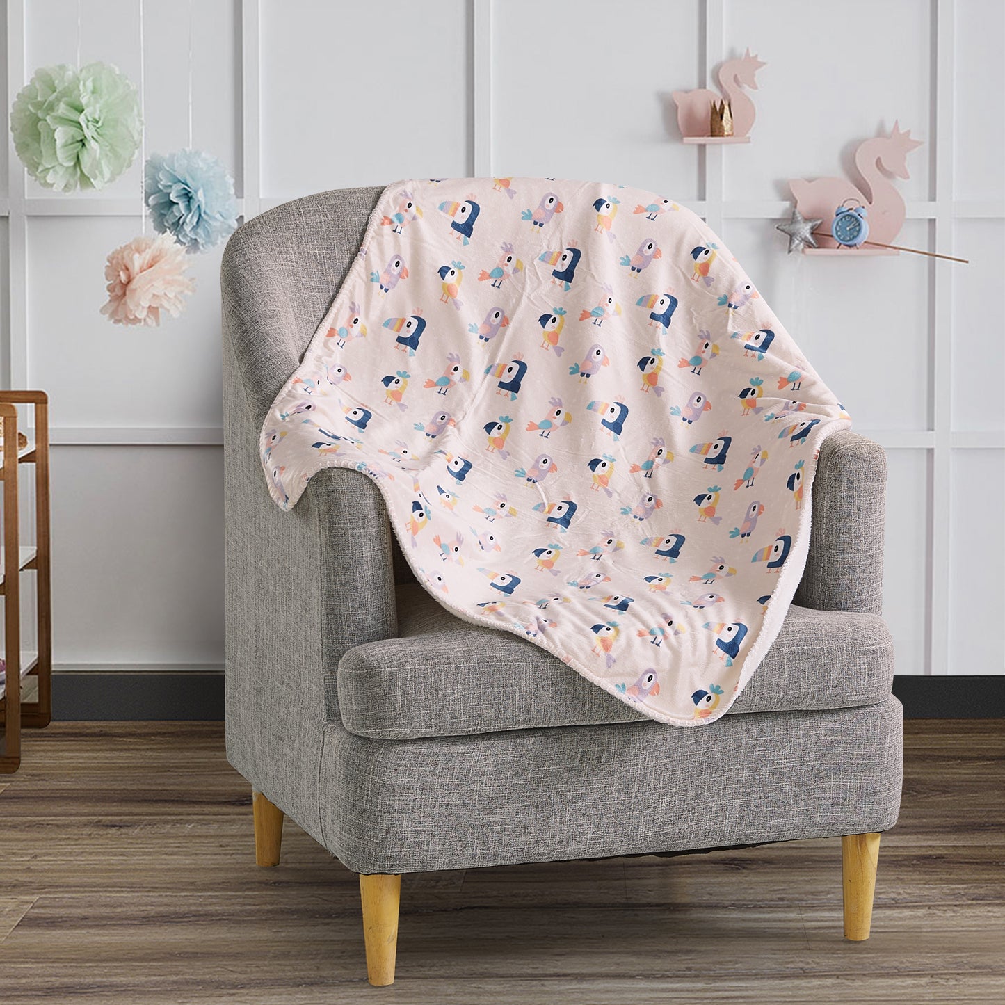 Mon Lapin by Thesis Print Mink Baby Blanket - Peacock