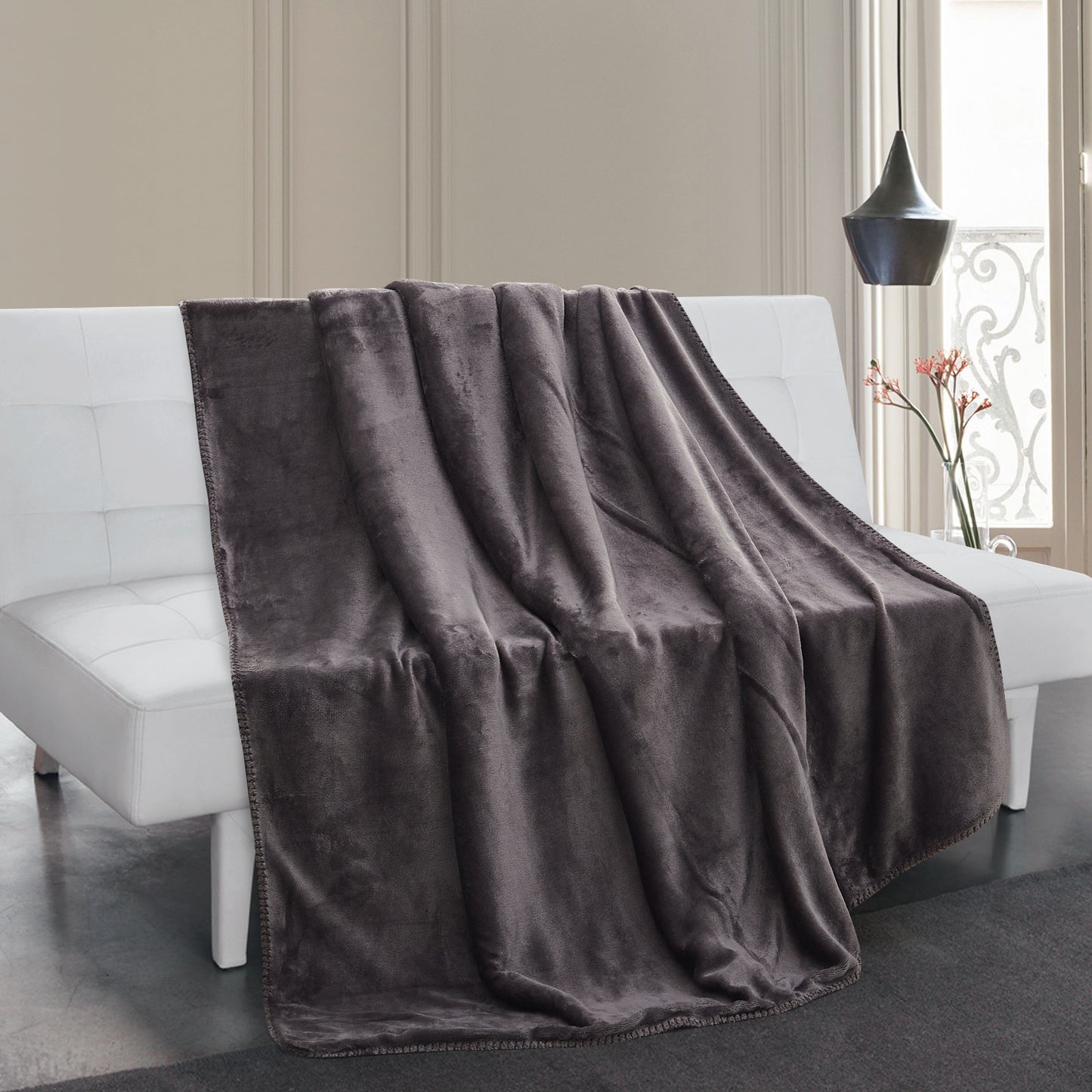 Solid Berber Velvet Oversized Throw - Gray