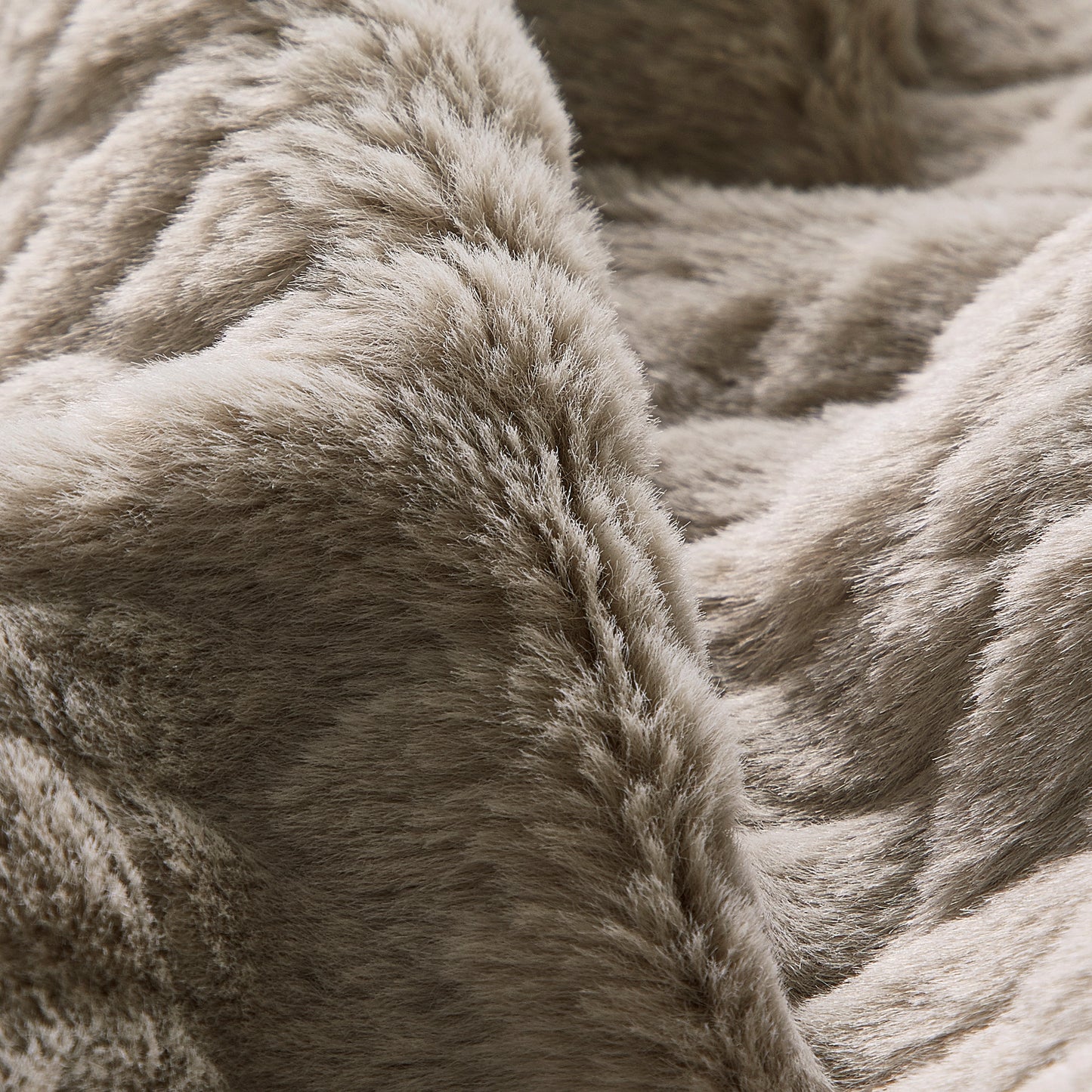 Etched Faux Fur Berber Throw - Taupe