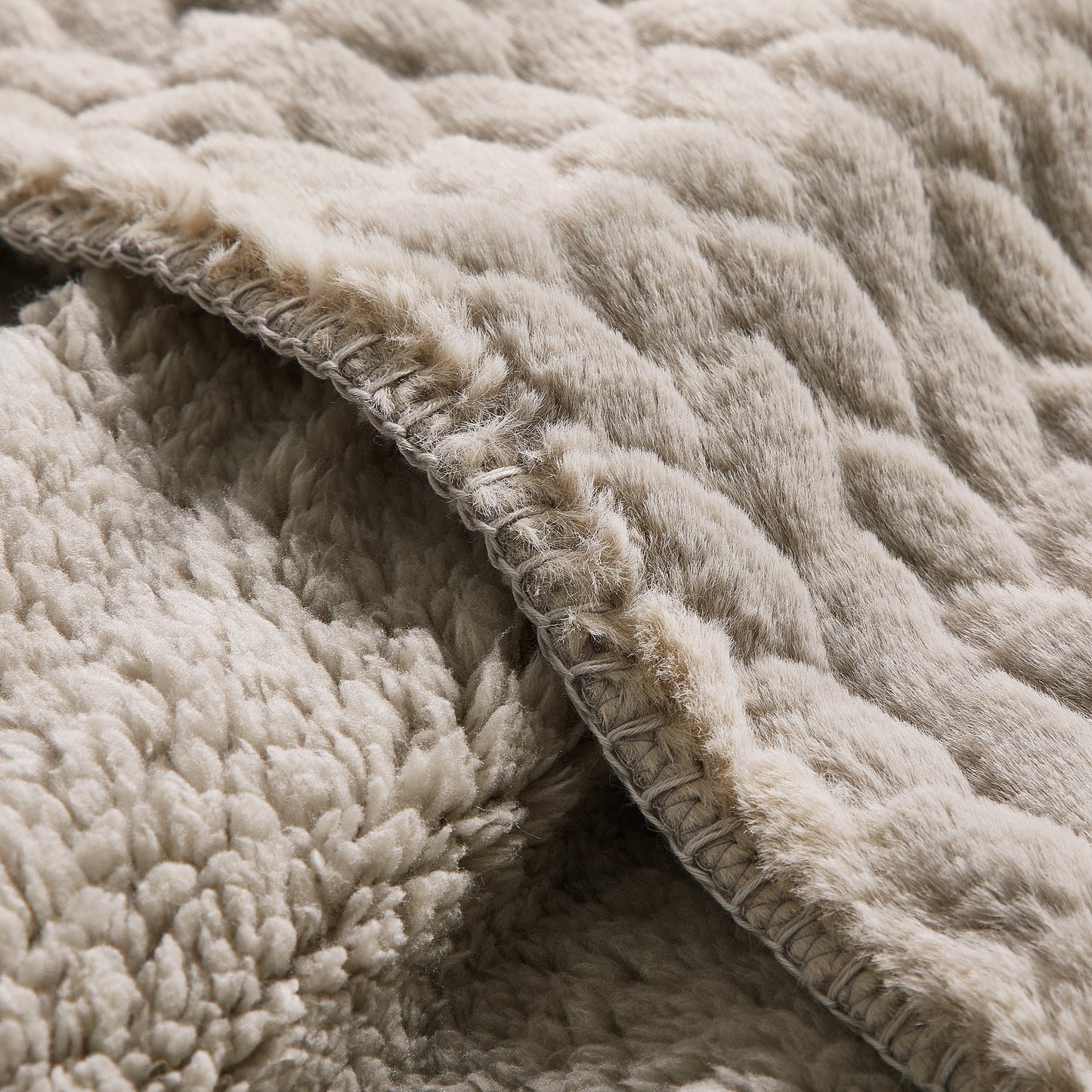Etched Faux Fur Berber Throw - Taupe