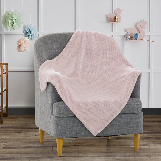 Mon Lapin by Thesis Textured Weave Embossed Baby Blanket - Rose