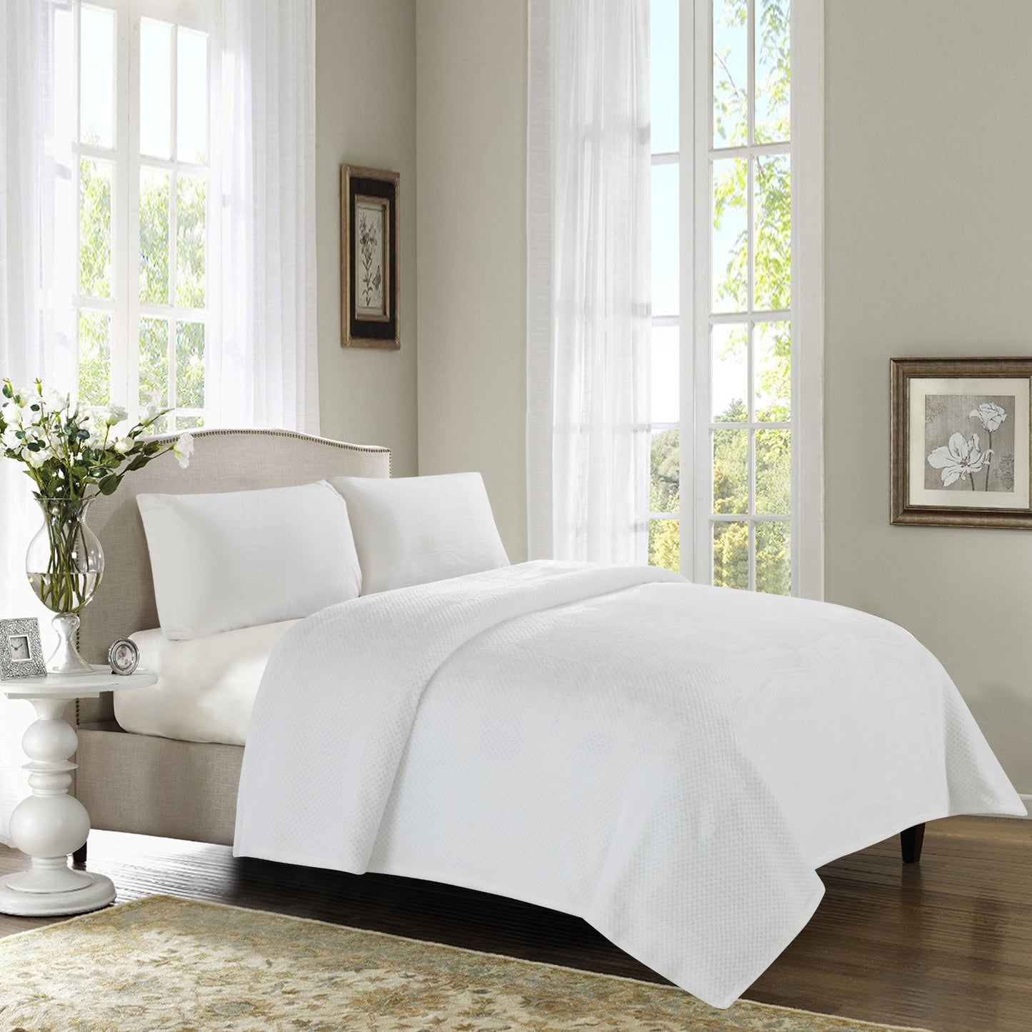 350 Series Classic Textured Blanket - White