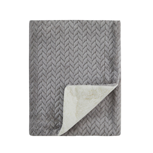 Mon Lapin by Thesis Textured Weave Embossed Baby Blanket - Silver