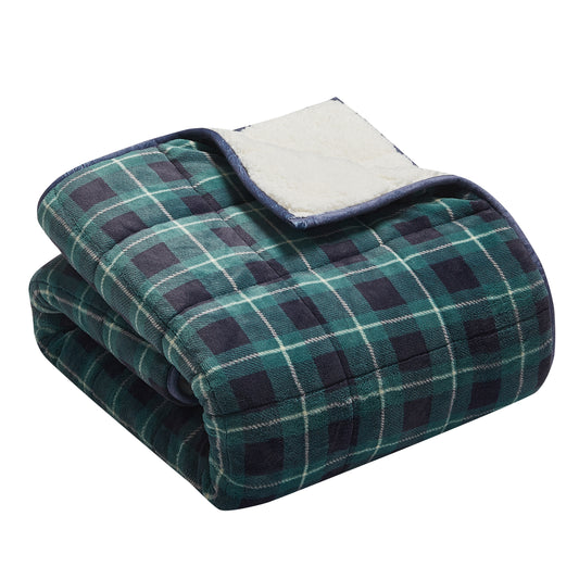 Weighted Blanket with Premium Glass Beads 10lbs - Plaid Black