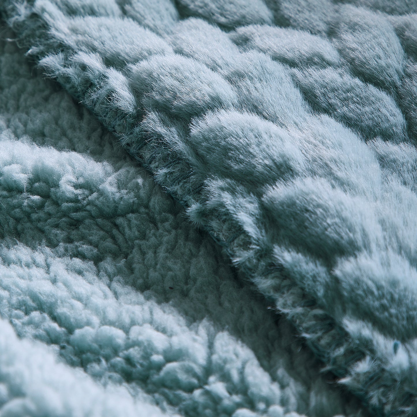 Etched Faux Fur Berber Throw - Silver Sage
