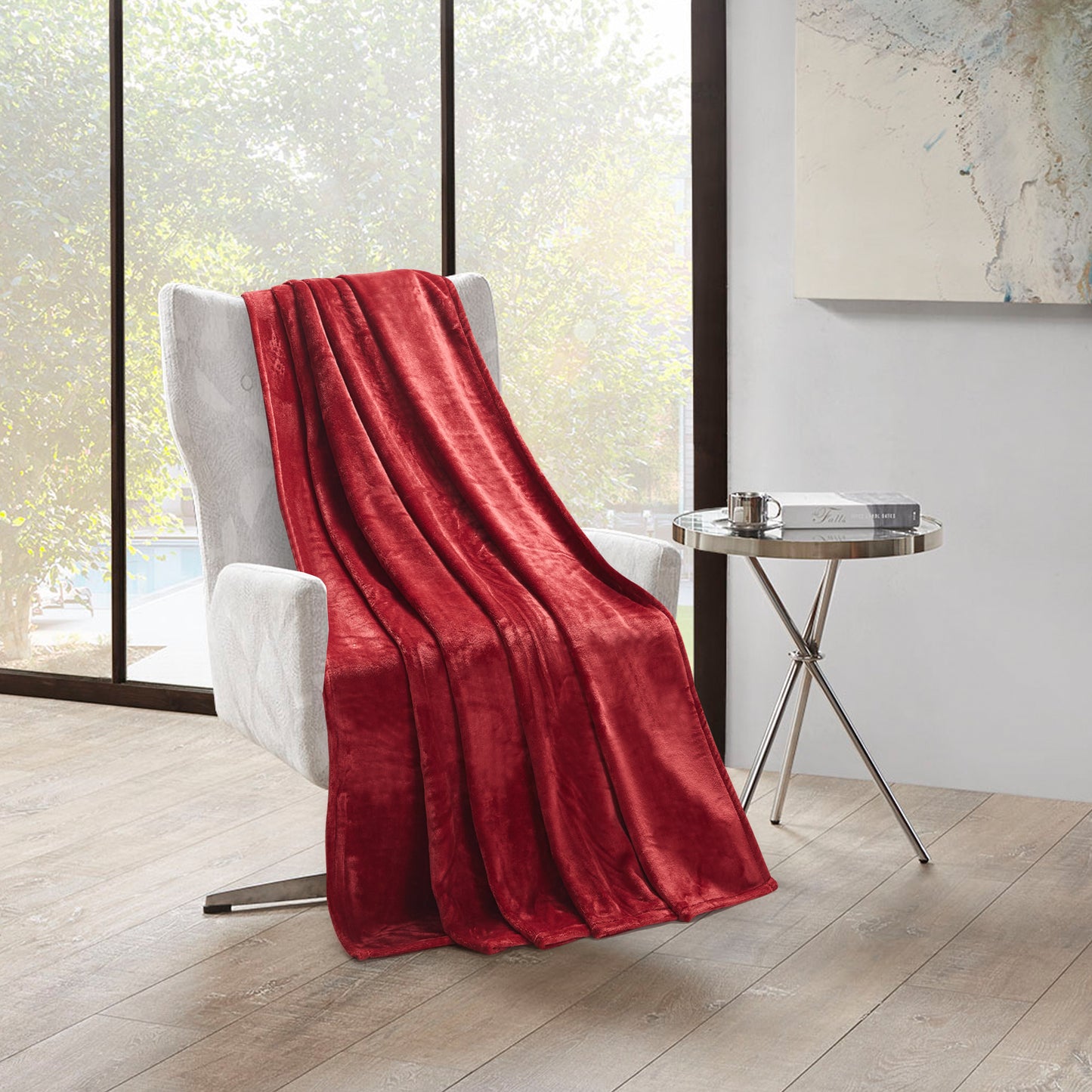 400 Series Solid Plush Blanket - Red