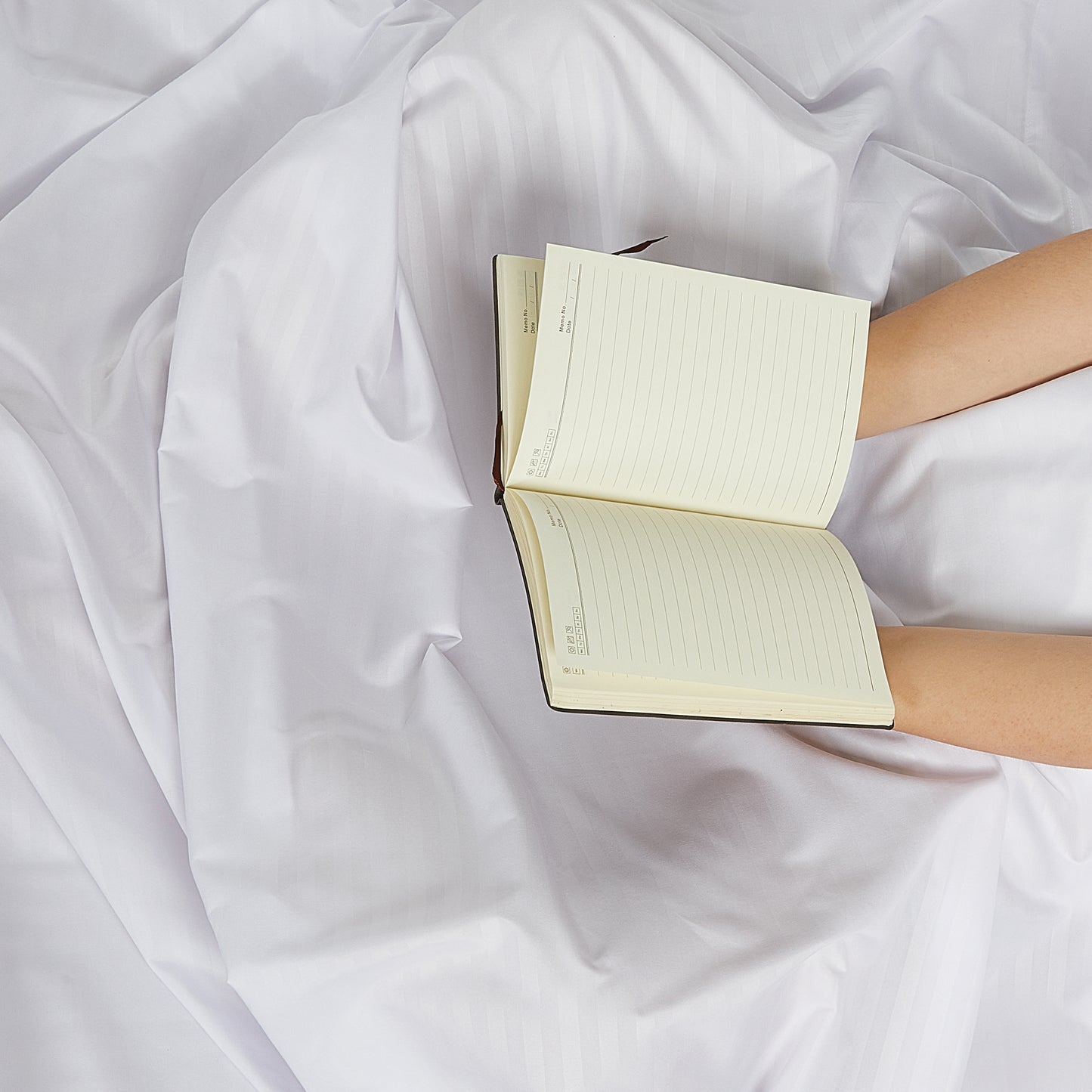 4-Piece Dobby Stripe Border Sheet Set - Bright White