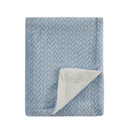 Mon Lapin by Thesis Textured Weave Embossed Baby Blanket - Powder