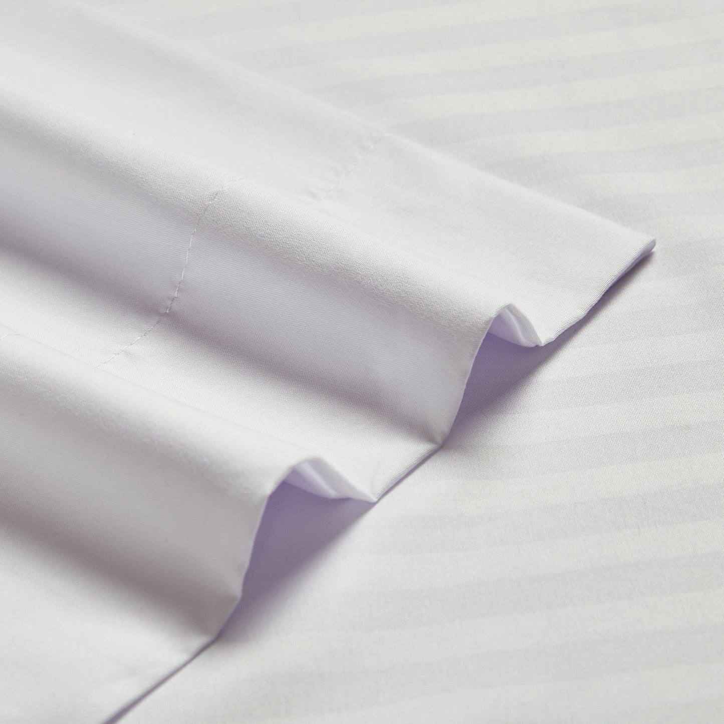 4-Piece Dobby Stripe Border Sheet Set - Bright White